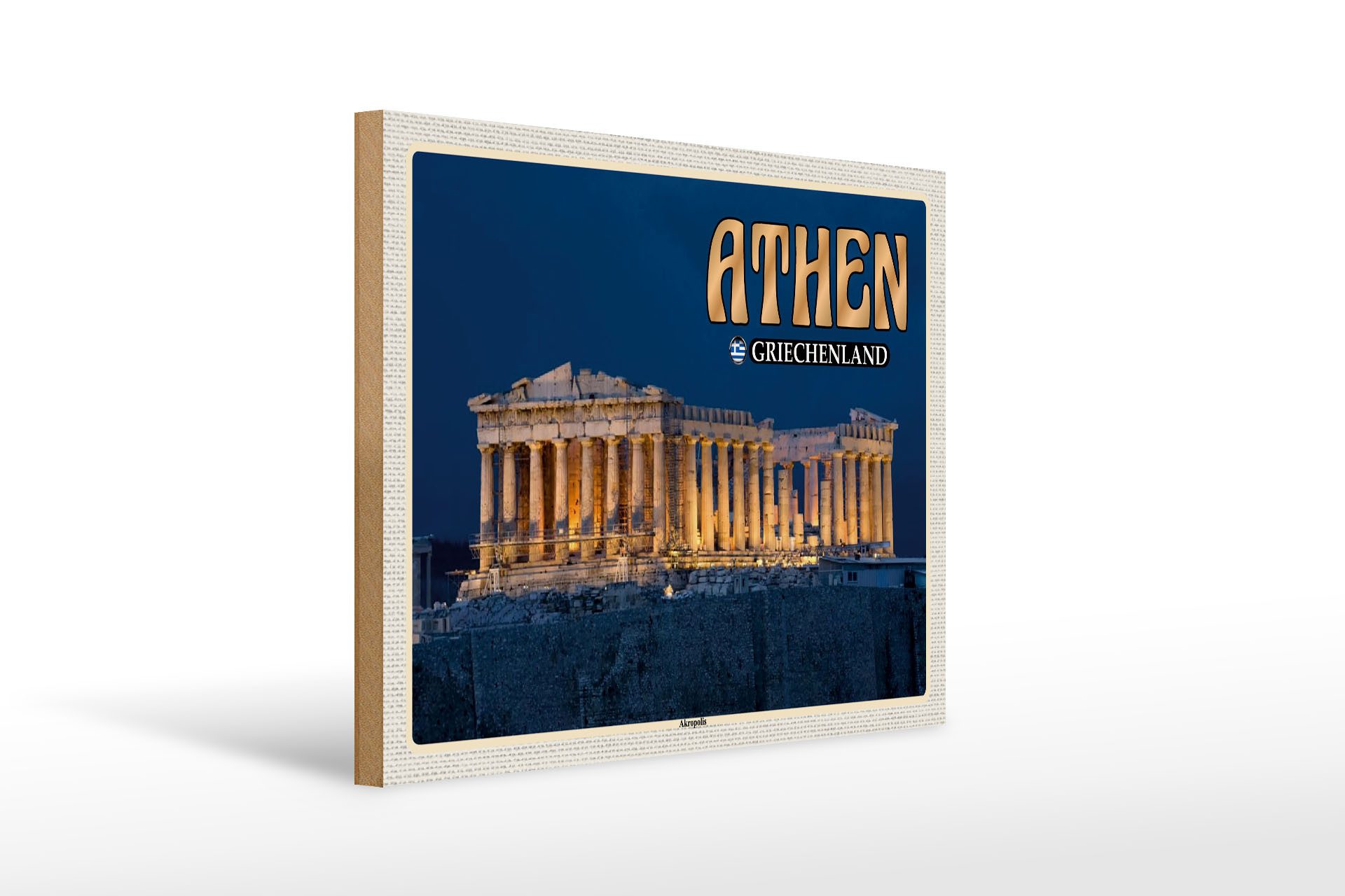 Holzbild Reise 40x30cm Athen Griechenland Akropolis Stadtfestung