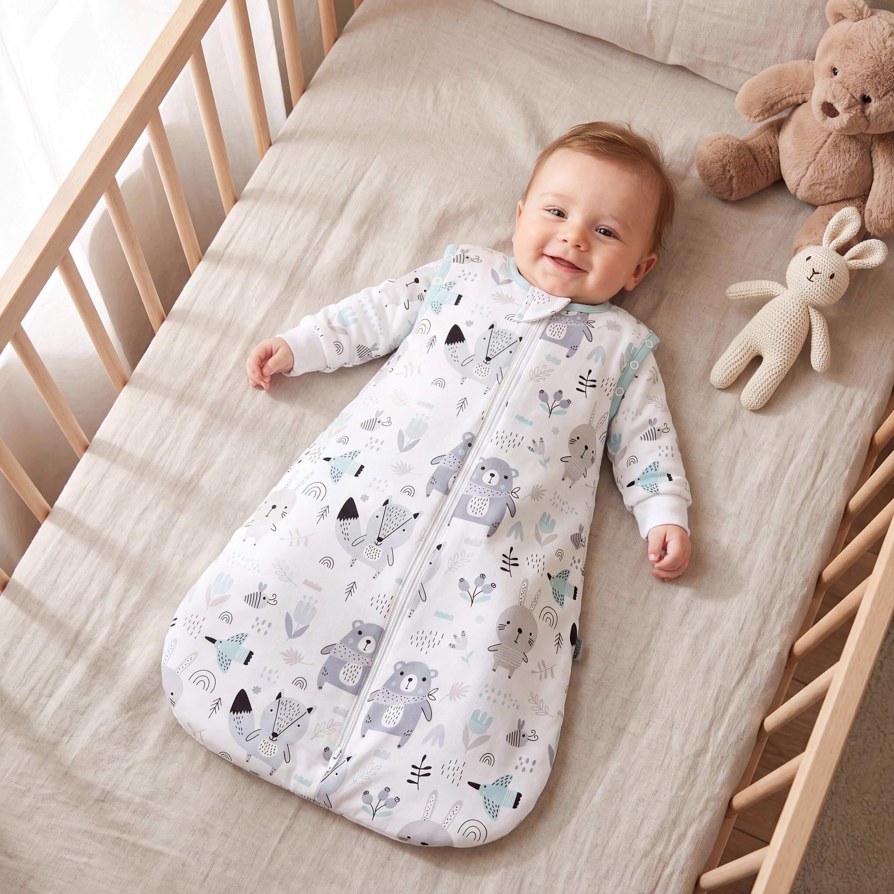 TupTam Babyschlafsack Kugelschlafsack mit abnehmbaren Ärmeln 2.5 TOG Ganzjahr – Bild 3 von 5