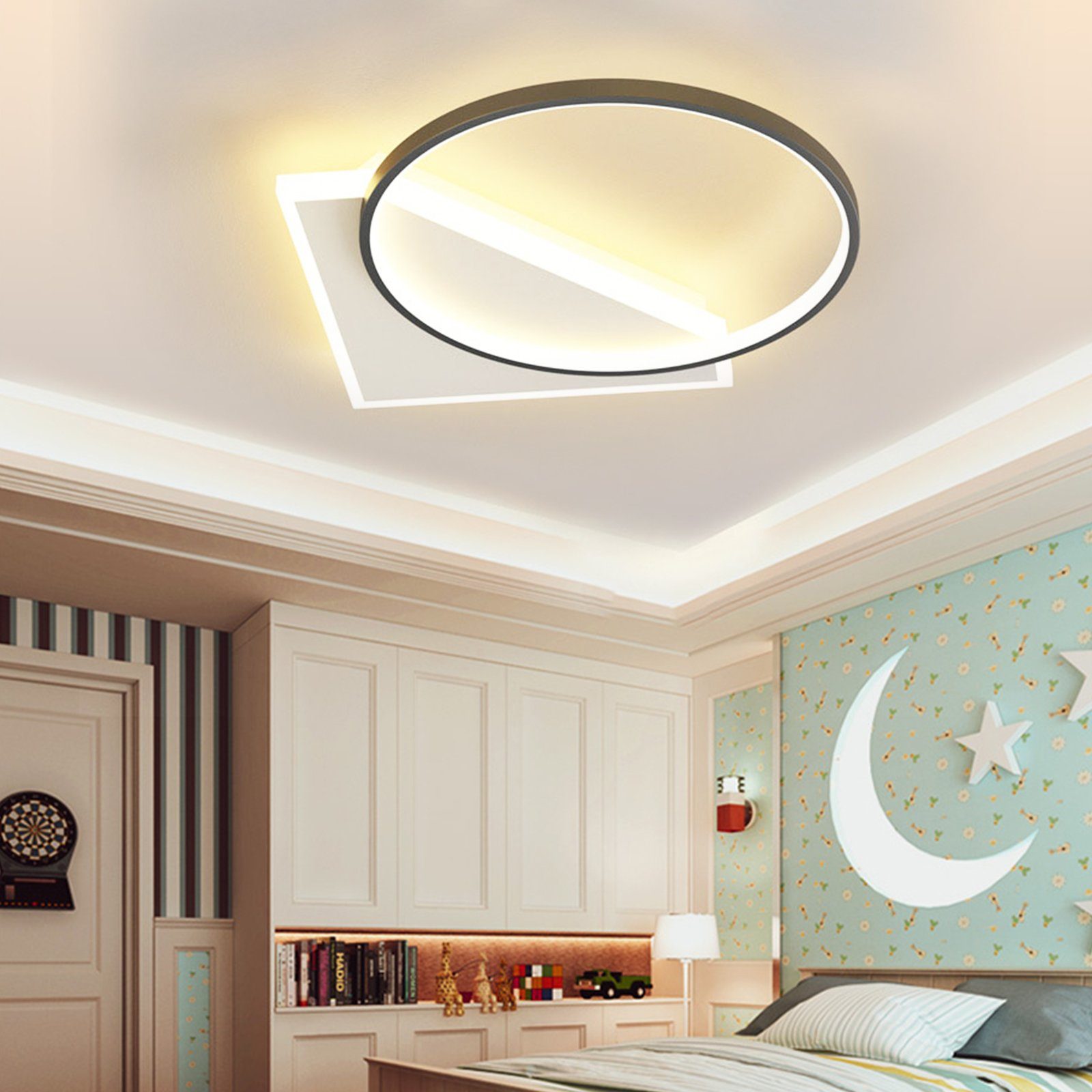 Daskoo Deckenleuchten Acryl Modern LED Dimmbar Warmweiß/Neutralweiß/Kaltweiß, Stufenloses Deckenleuchte, Wohnzimmer, Fernbedienung fest Deckenlampe Dimmen LED LED integriert, mit