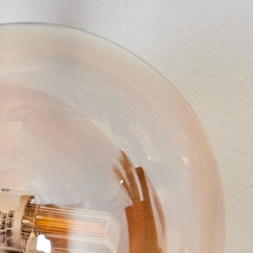 hofstein Wandleuchte Wandlampe aus Metall/Glas in Schwarz/Bernsteinfarben, ohne Leuchtmittel, mit Glasschirmen (10 cm) u. An/-Auschalter, 2x G9, ohne Leuchtmittel