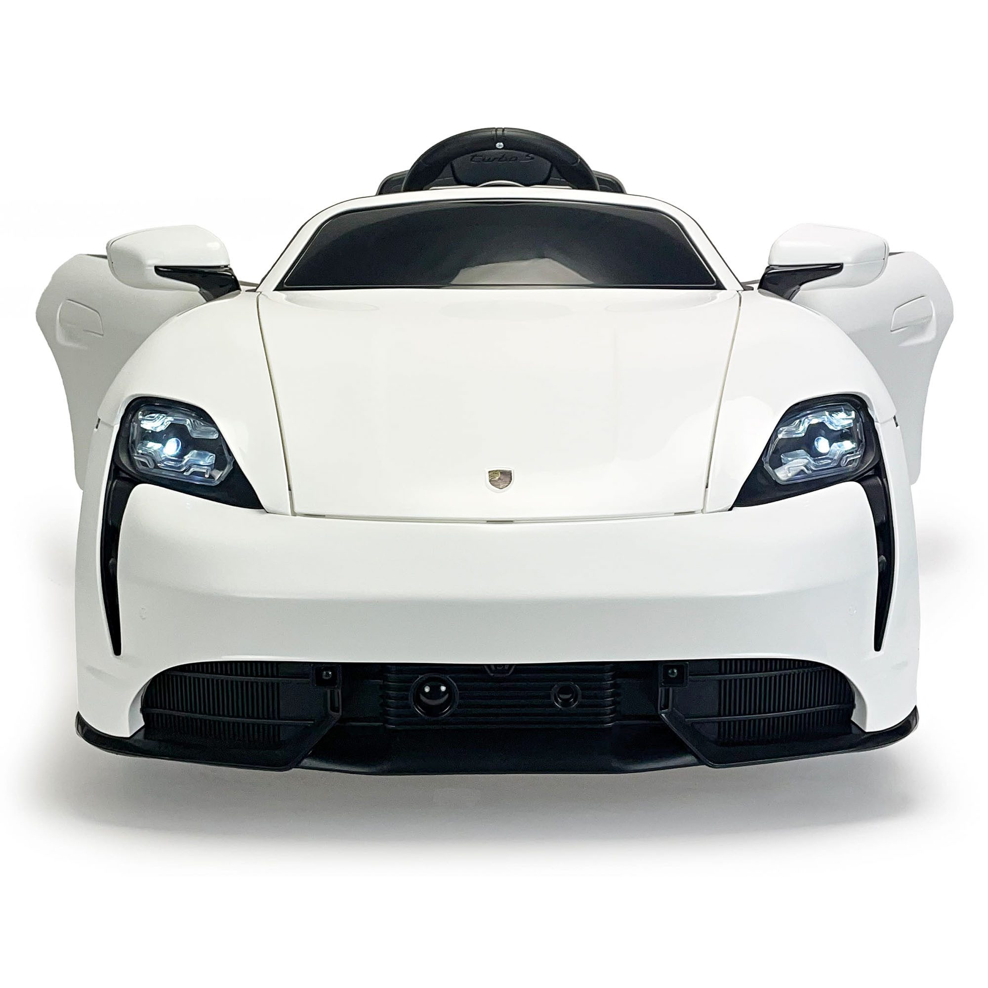 INJUSA Elektro-Kinderauto Porsche Taycan, Belastbarkeit 30 kg, Elektro-Kinderauto mit 12V Akku, LED-Licht, Sound & bis 30 kg Last