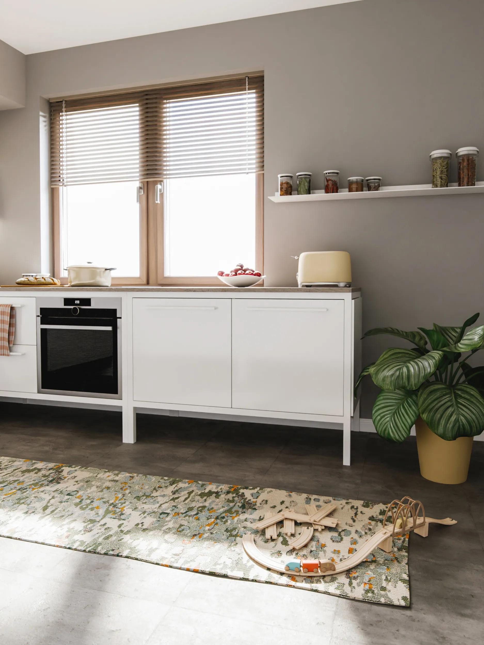 benuta Teppich Casa, rechteckig, Höhe: 11 mm, Teppich Wohnzimmer, Esszimmer, Schlafzimmer, Flur, Farbenfroh, Retro