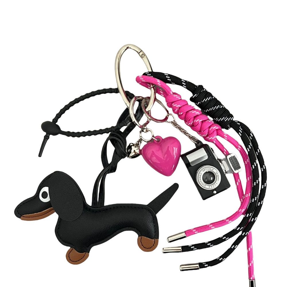 Blusmart Schlüsselanhänger Kawaii Schlüsselanhänger Set (Gewebte Seil Dekoration Hängen, Mini Kamera, Häkel-Eis & Schokolade), Für Schlüssel & Taschen