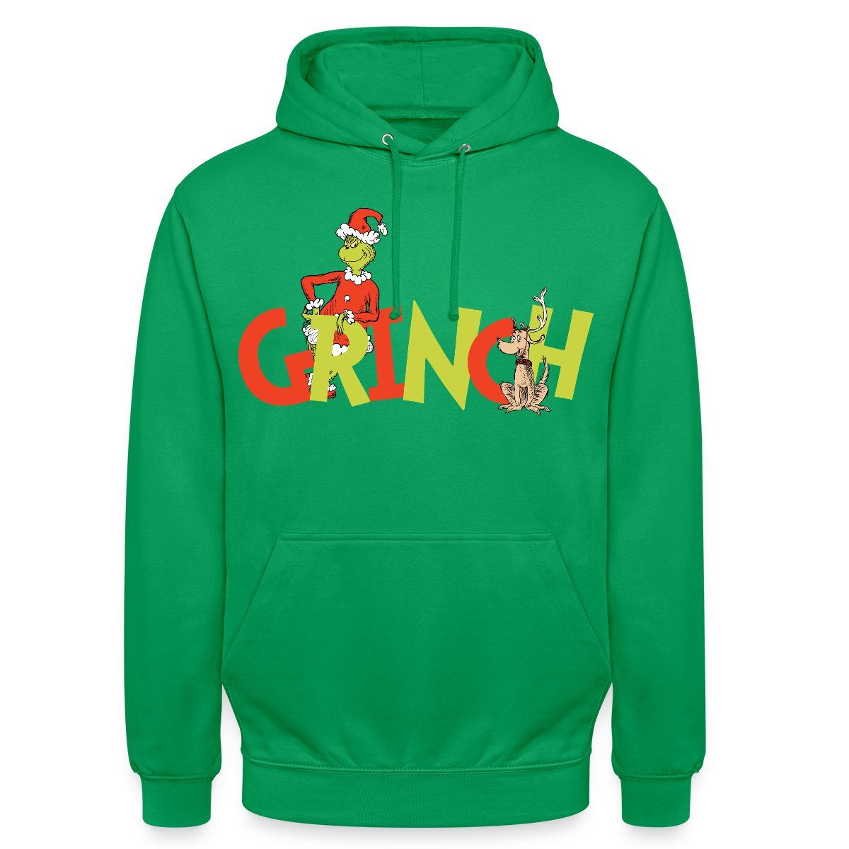 Hoodie Der Grinch Schriftzug Mit Grinch & Hund Max Unisex Hoodie