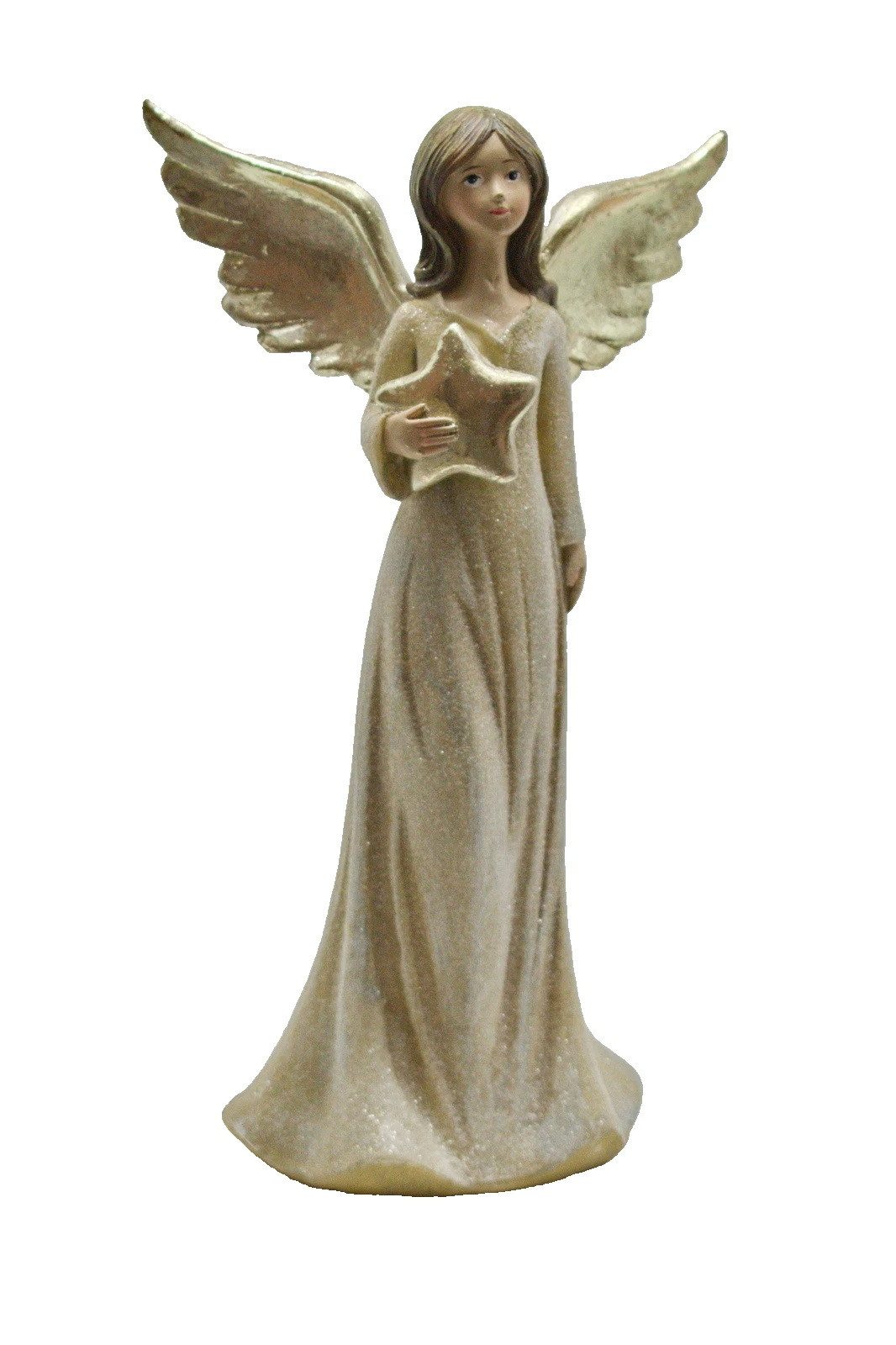 Kaufhaus le petit Engelfigur Engel Deko Schutzengel mit Stern Weihnachtsengel Skulptur Figur Elfe, Dekofigur Dekoskulptur Dekoobjekt aus Polyresin (Kunststein)