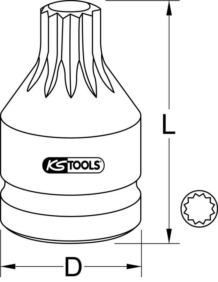 Thumbnail - KS Tools Stecknuss 3/4" Kraft-Bit-Stecknuss Vielzahn mit Bohrung, kurz, M18