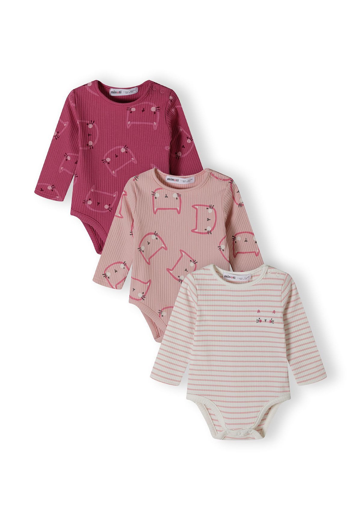 Langarmbody Strampler mit Reißfverschluss im 3-er Pack (0-24m)