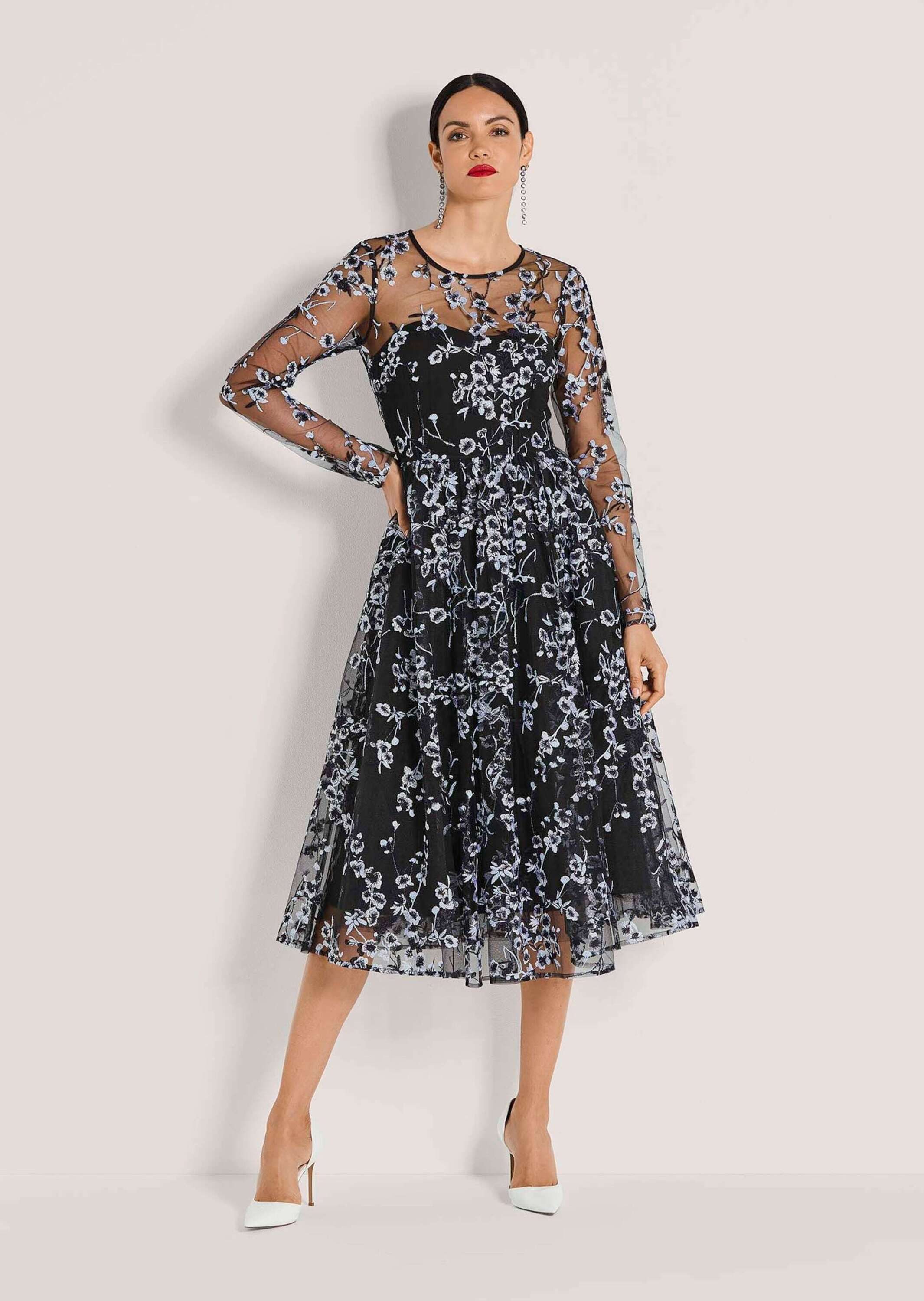 MADELEINE Midikleid Etuikleid mit Blumenmuster Eventkleid mit Rundhals, Kni günstig online kaufen