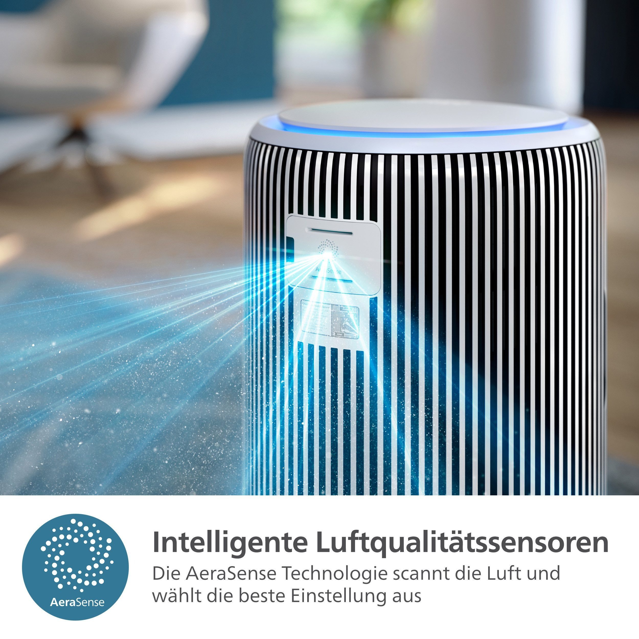 Philips Kombigerät Luftbefeuchter und -reiniger PureProtect Water 3400 Series 2-in-1 AC3420/10, für 60 m² Räume, HEPA13 & Befeuchter 300m³/h Grau App