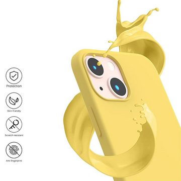 CoolGadget Handyhülle Gelb als 2in1 Schutz Cover Set für das Apple iPhone 14 6,1 Zoll, 2x 9H Glas Display Schutz Folie + 1x TPU Case Hülle für iPhone 14