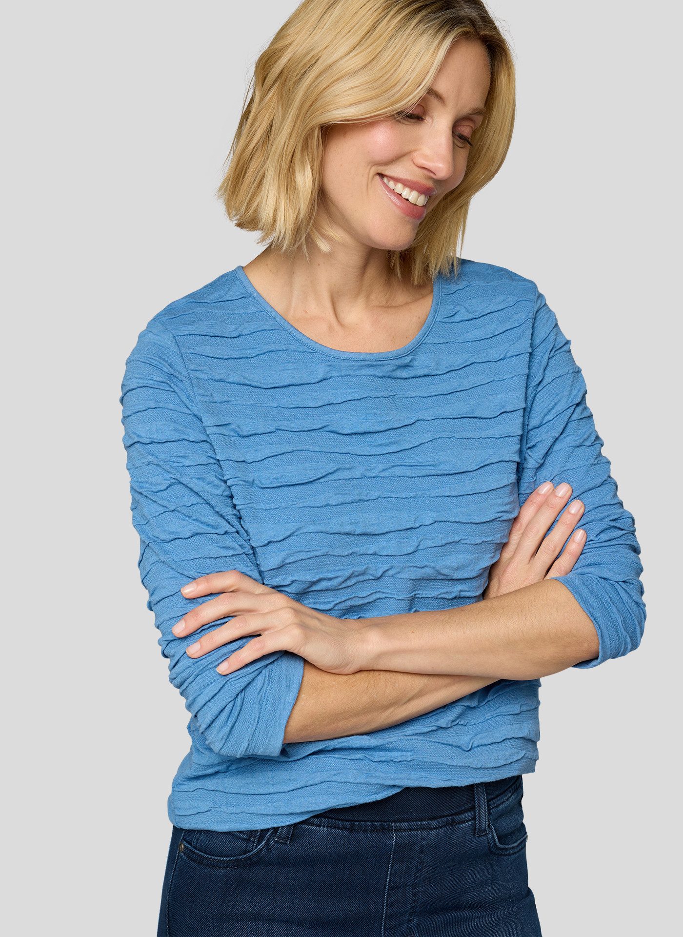Rabe 3/4-Arm-Shirt mit Struktur Muster