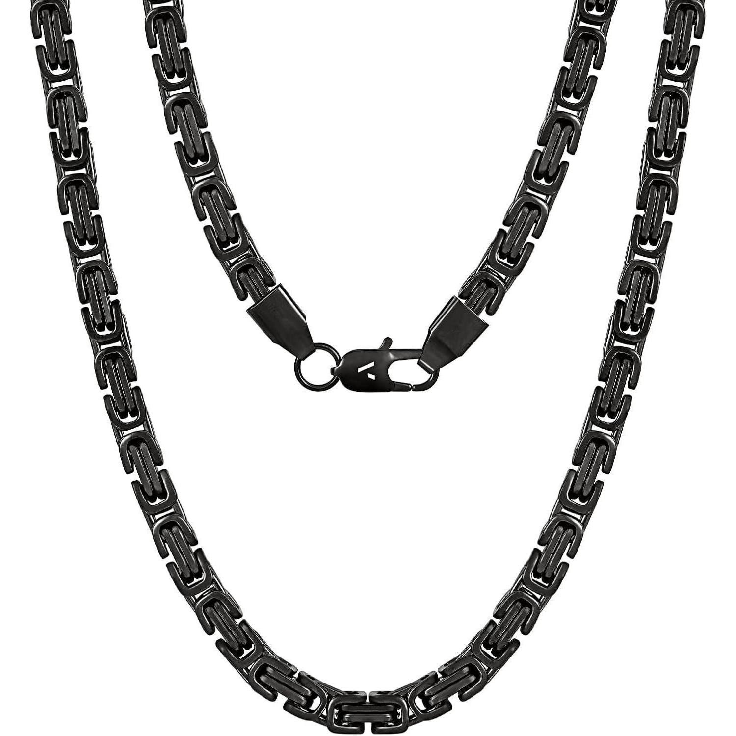 Königskette Kette Herren Edelstahl 18K Gold Schwarz-6mm 60.0 Zentimeter