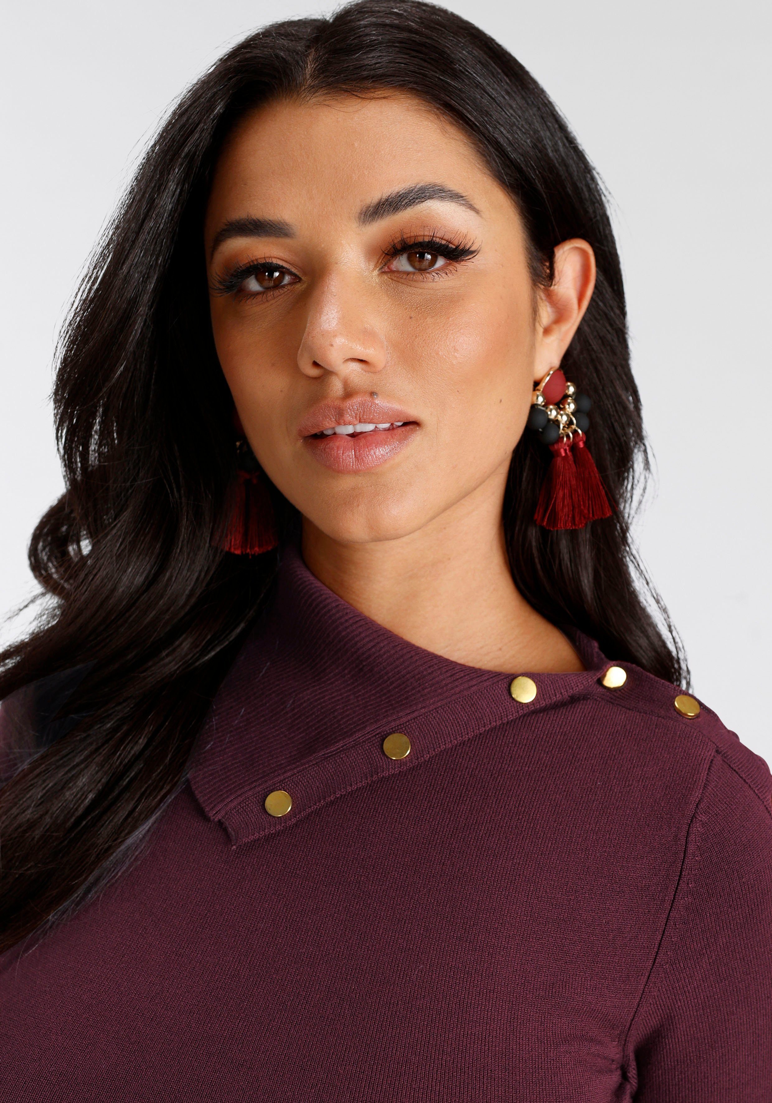 Melrose Strickkleid festlich, aus Viskosemischung, asymmetrischer Ausschnitt