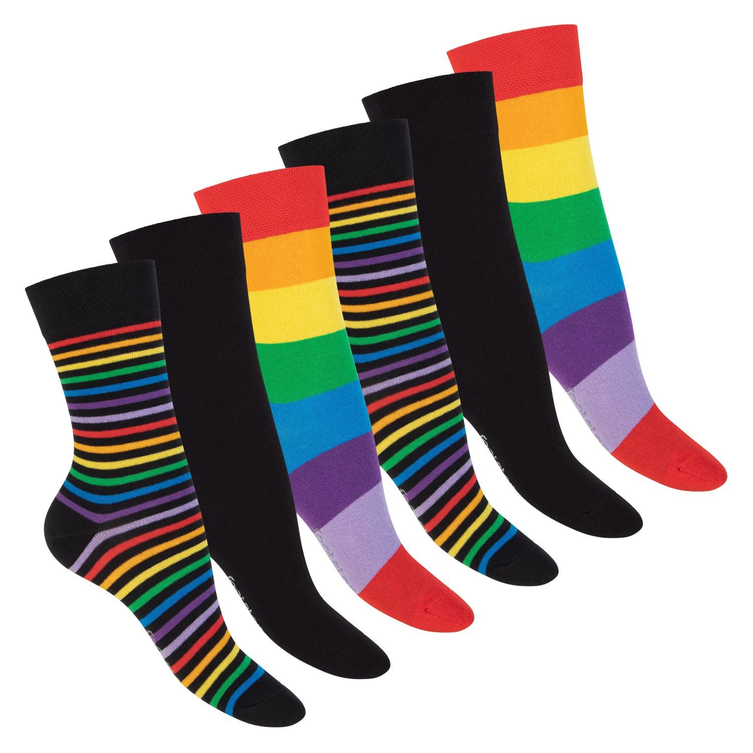 Footstar Basicsocken Damen Ringel Socken (6 Paar) Fun