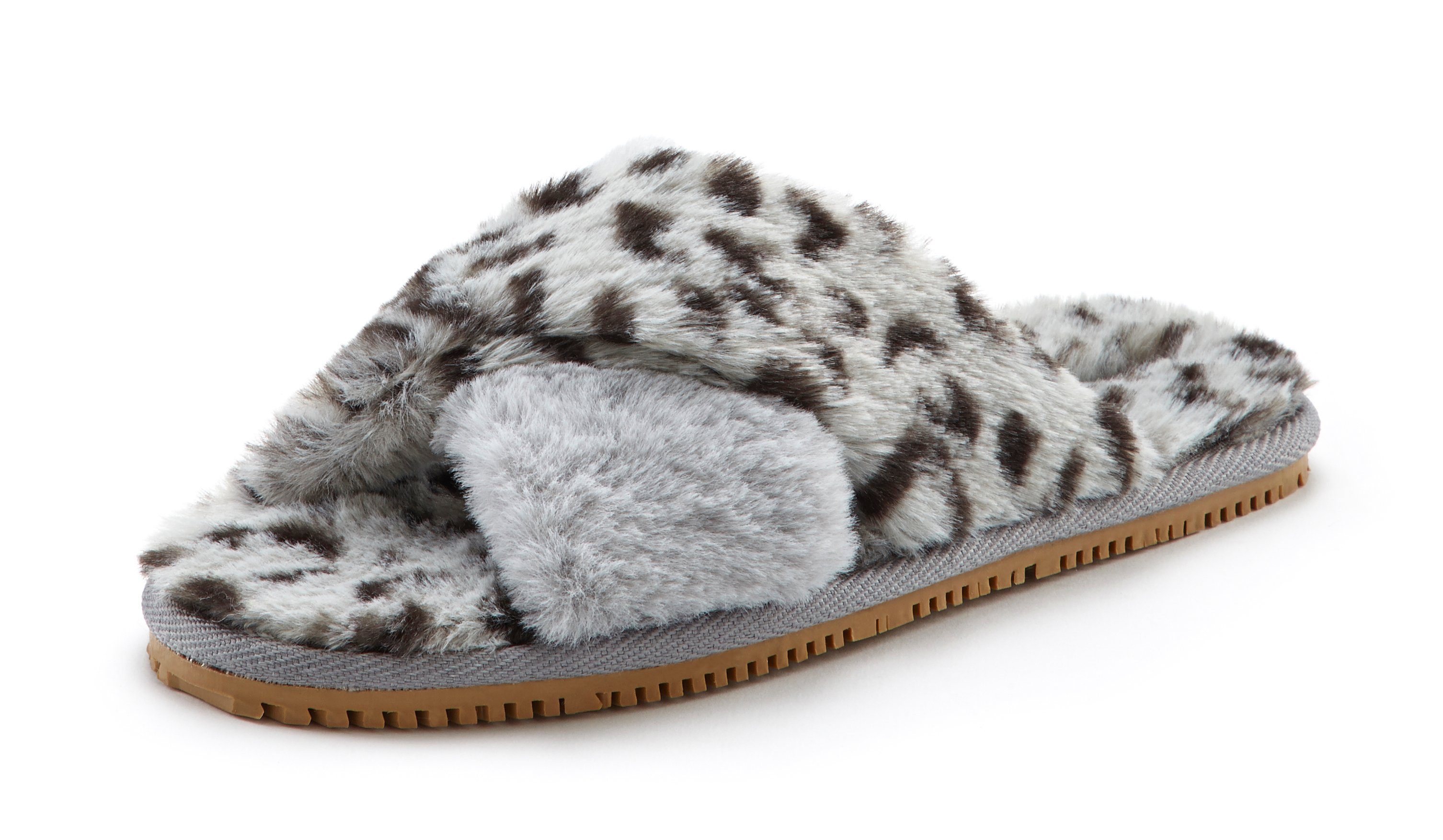 LASCANA Mule, Sandale, offener Schuh, Hausschuh, Pantoffel, Pantolette mit Leo Print VEGAN