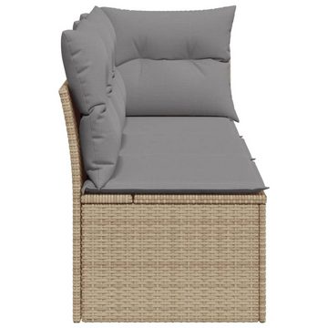 vidaXL Loungesofa Gartensofa mit Kissen 3-Sitzer Beige Poly Rattan