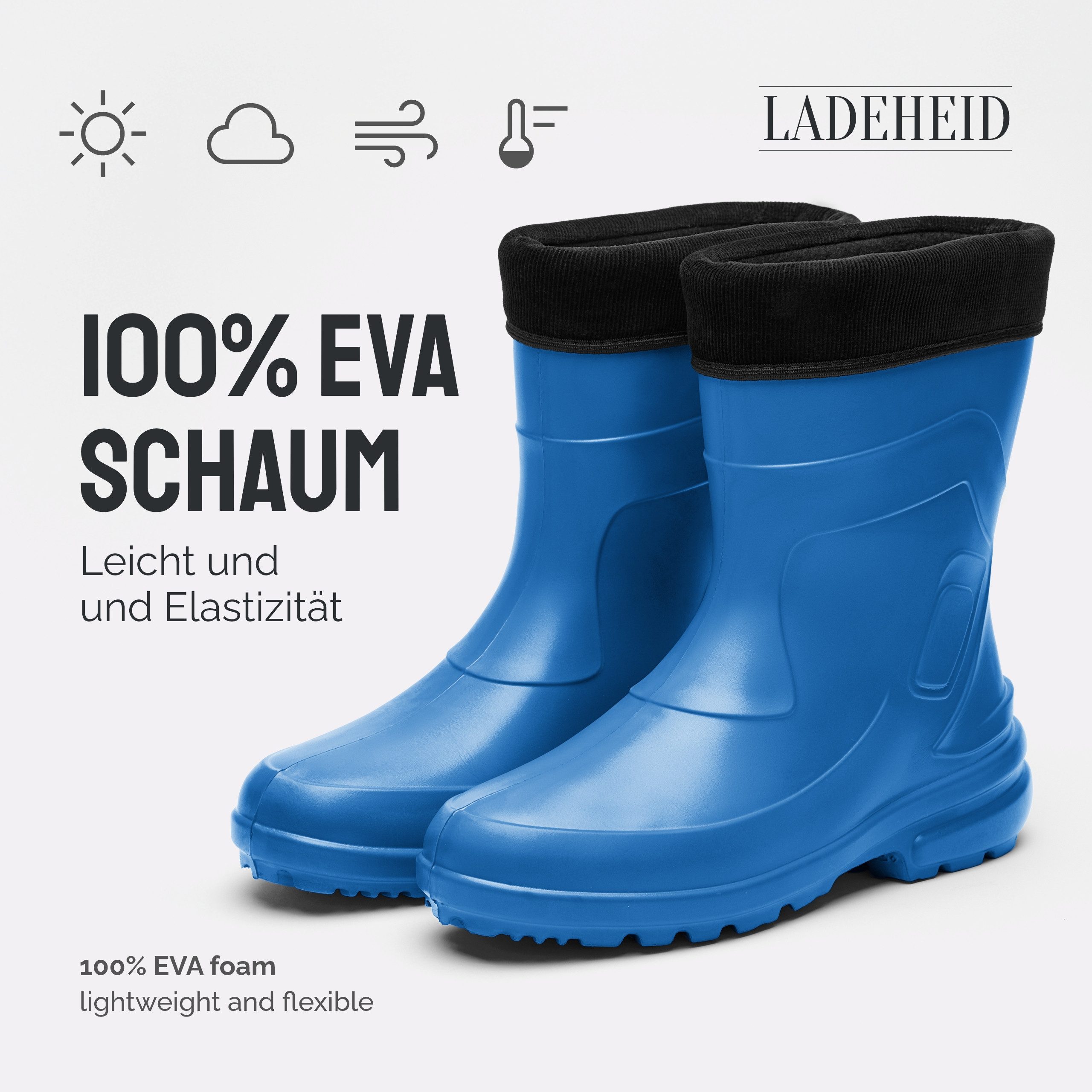 Ladeheid EVA Thermo Regenstiefel Damen LA-800-2017 Gummistiefel mit herausnehmbares Innenfutter – Bild 4 von 5