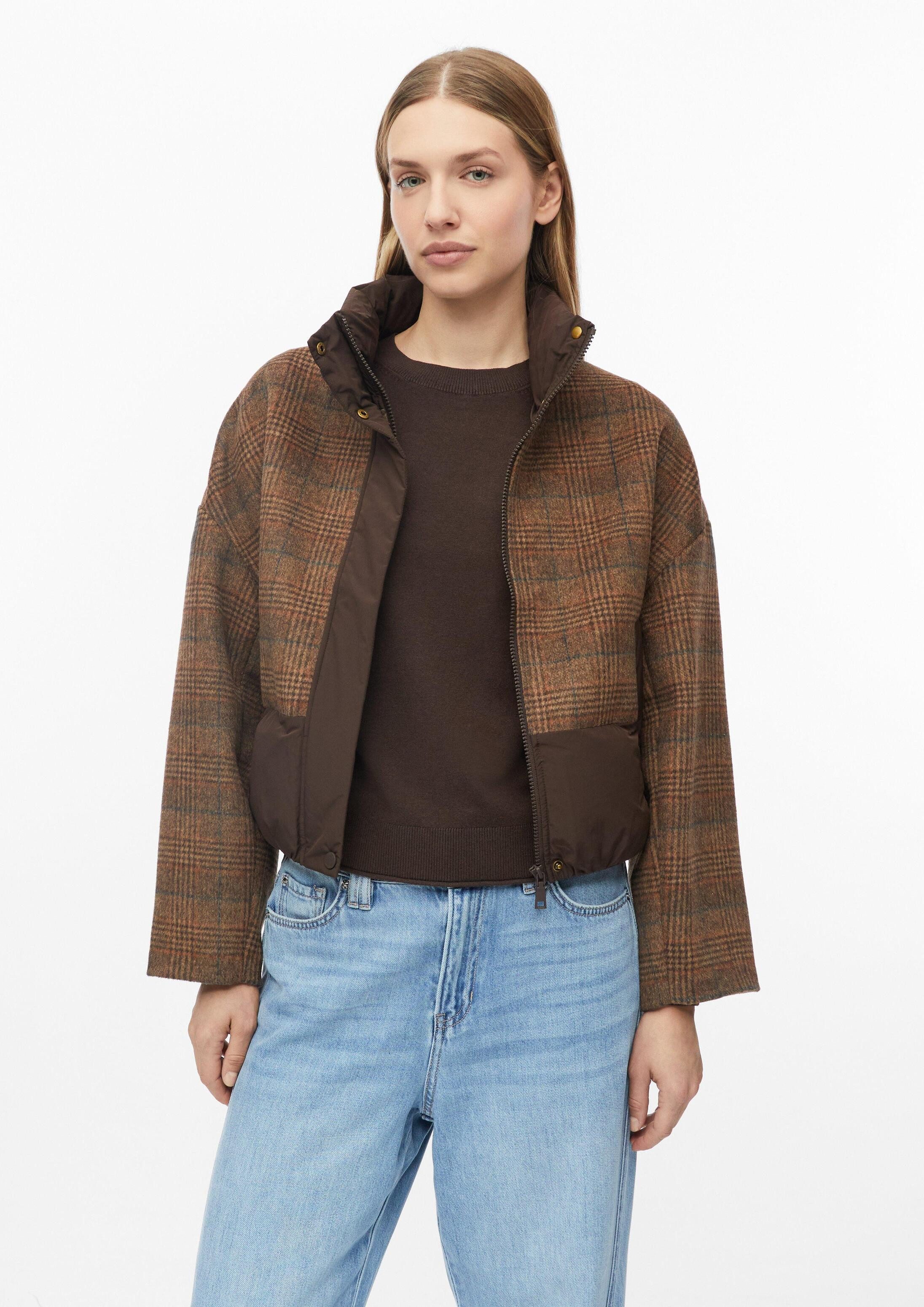 s.Oliver Funktionsjacke Outdoor-Jacke Karierte Wollmixjacke mit Pufferdetails