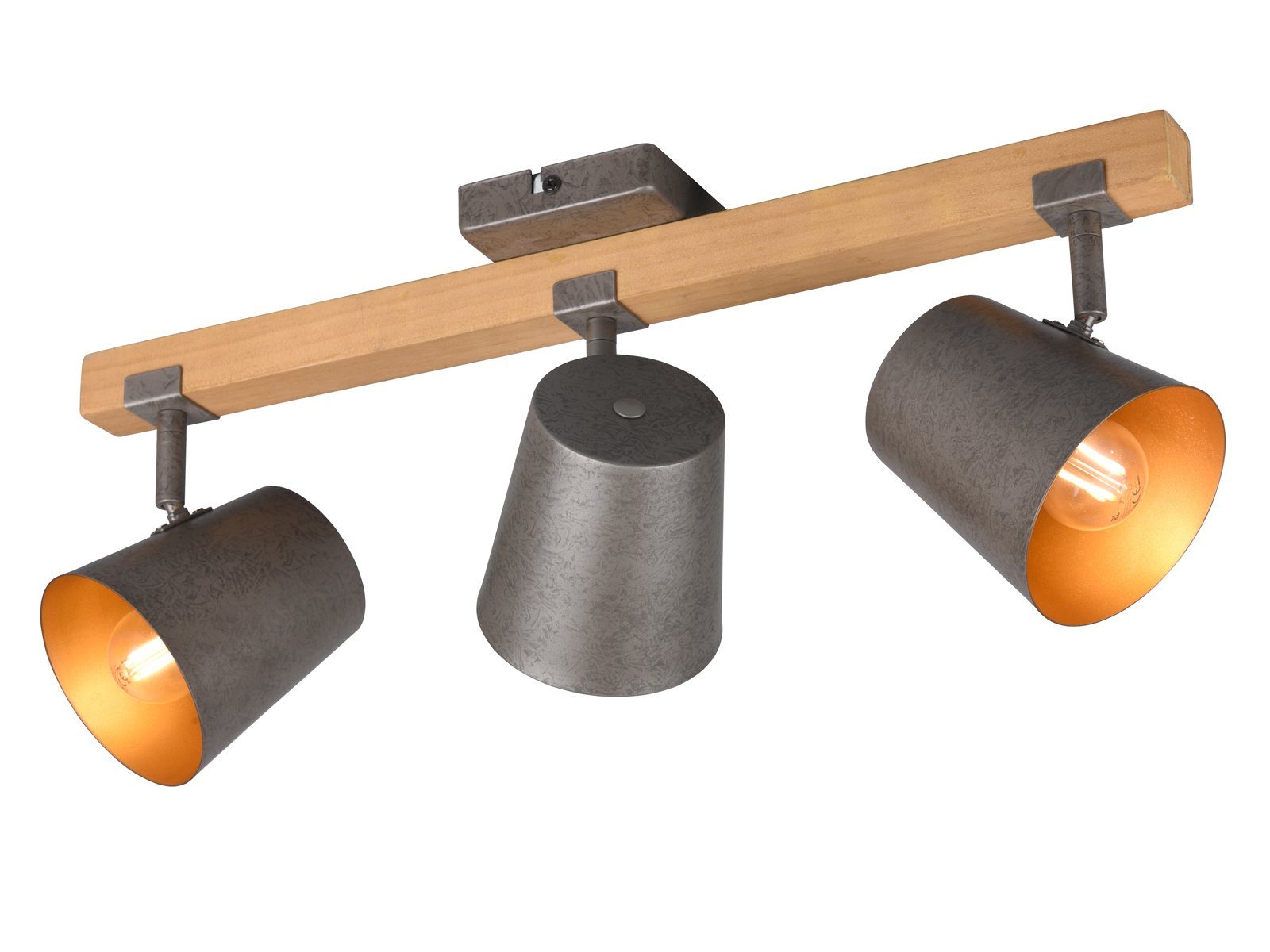 TRIO Leuchten LED Deckenstrahler, Dimmfunktion, LED wechselbar, Warmweiß, ausgefallene Decke-nleuchten Holz-lampe Industrieleuchte, Breite 54cm