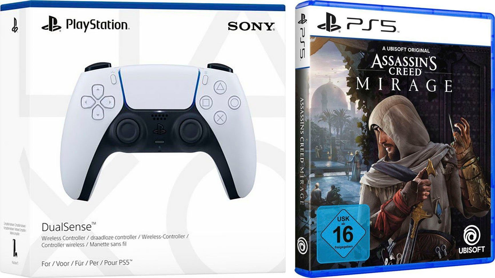 PlayStation 5 Assassin%27s Creed Mirage + PS5 DualSense Wireless-Controller PlayStation 5-Controller