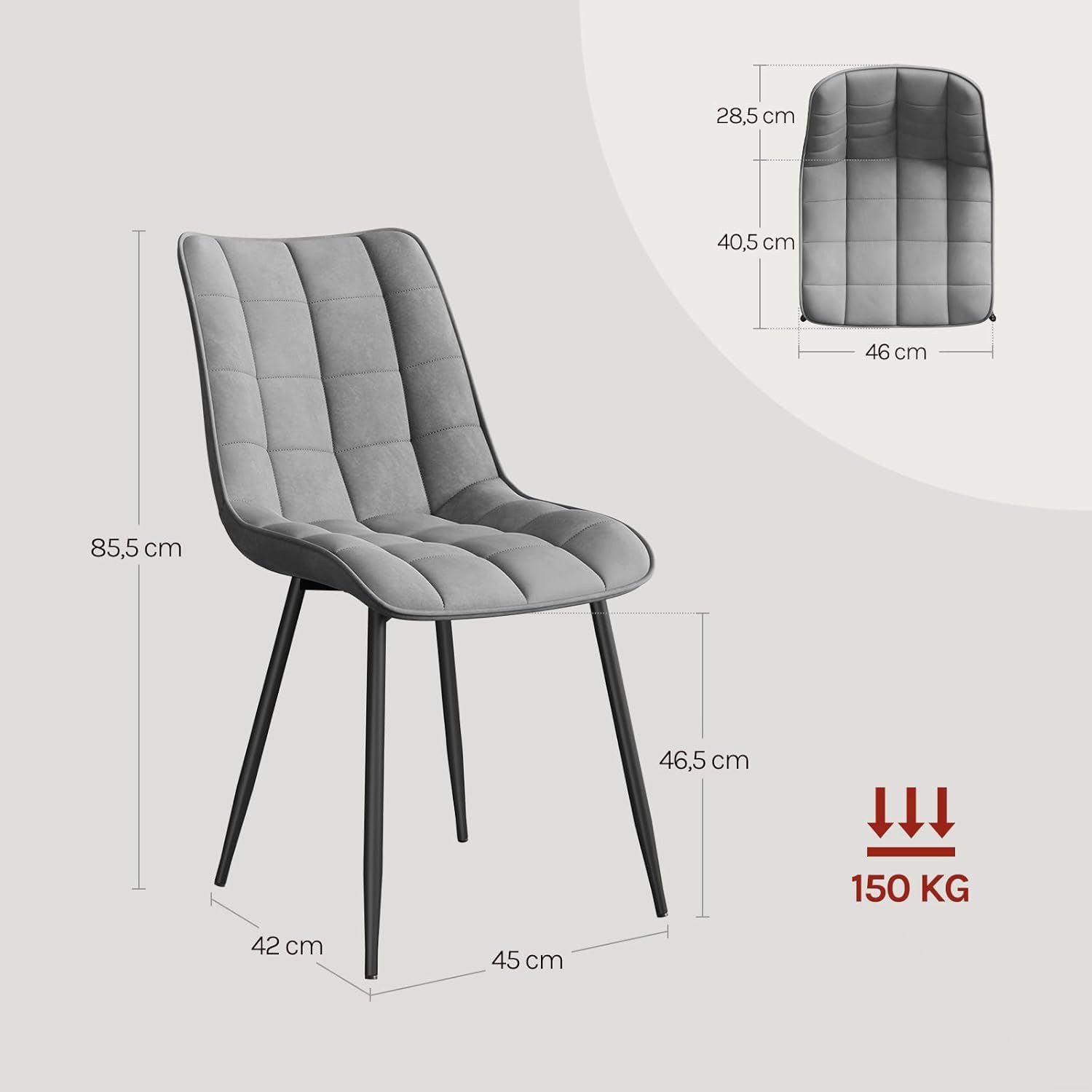 Woltu Polsterstuhl (8 St), Esszimmerstühle mit Rückenlehne aus Samt