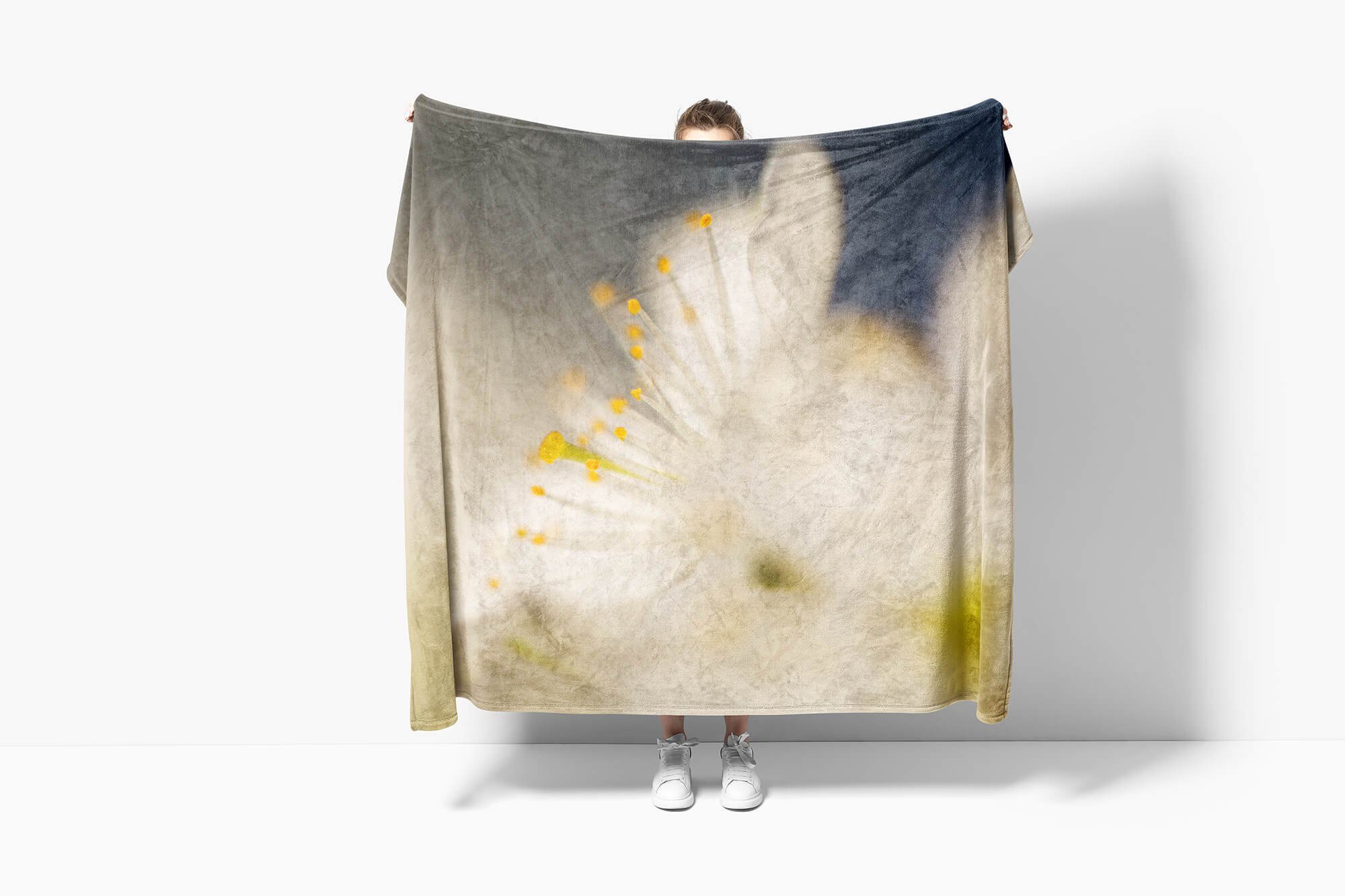 Art Handtuch Handtücher Kuscheldecke Blume, mit Saunatuch Baumwolle-Polyester-Mix Sinus (1-St), Nahaufnahme Handtuch Fotomotiv Strandhandtuch