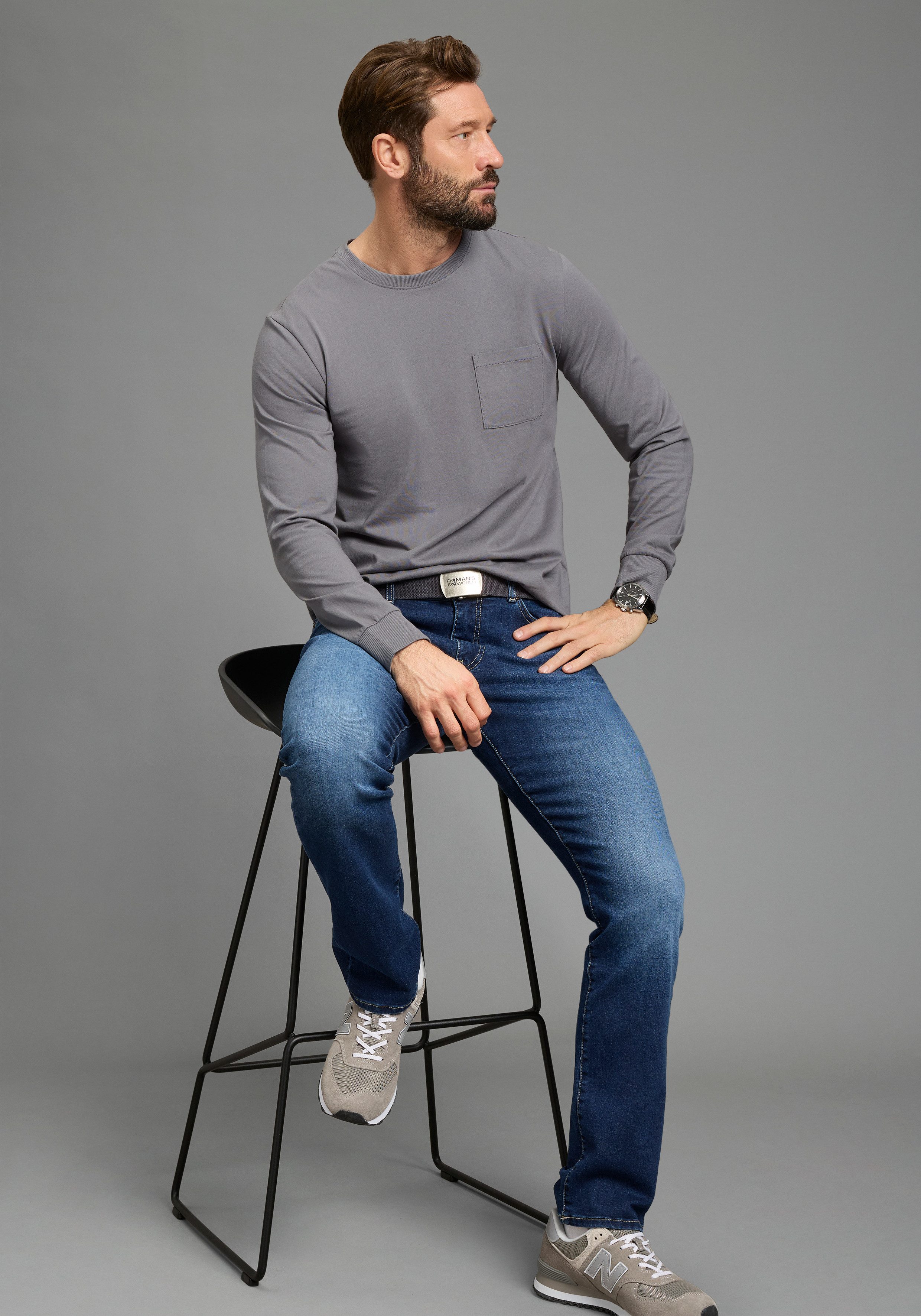 Man's World Langarmshirt Neue Kollektion! casual Stil, Langarmshirt, schmale Passform, unifarben