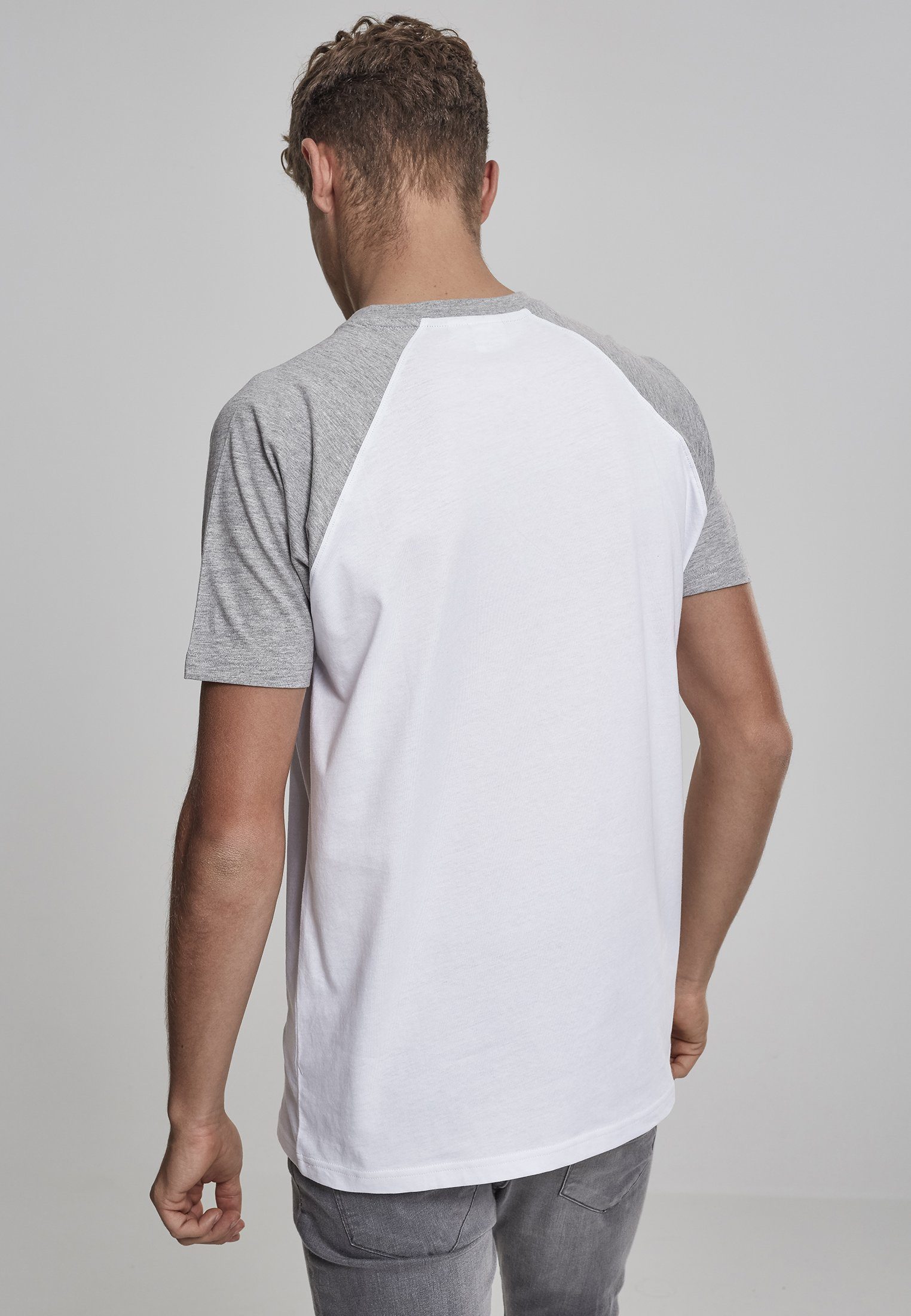 URBAN CLASSICS T-Shirt white/grey Raglan Herren Contrast (1-tlg) Tee
