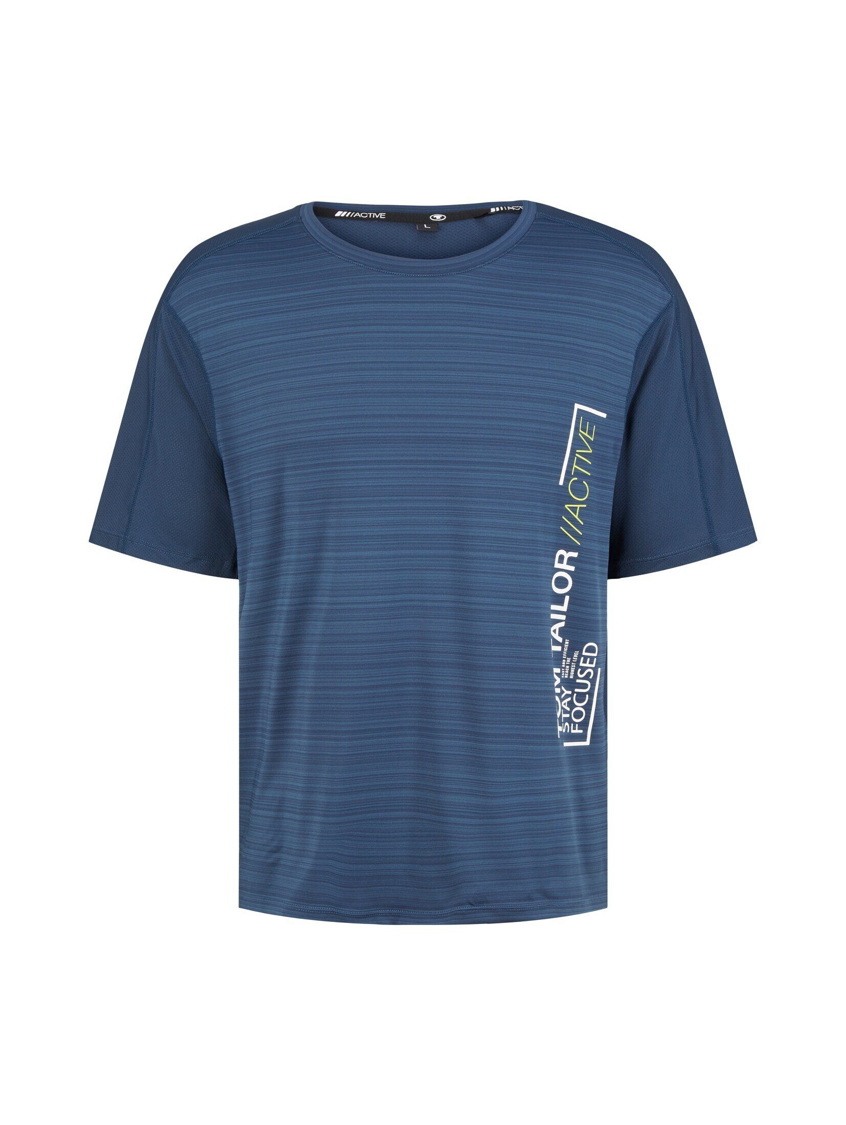 T-Shirt mit TOM Light Blue Langarmshirt TAILOR Textprint Dot Atmungsaktives