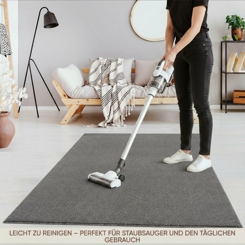 Jimri Teppich Lotus Wohnzimmer Teppich Einfarbig Kurzflor Läufer Uni, Rechteckig, Wohnzimmer Teppich Einfarbig Kurzflor Läufer – Bild 4 von 5