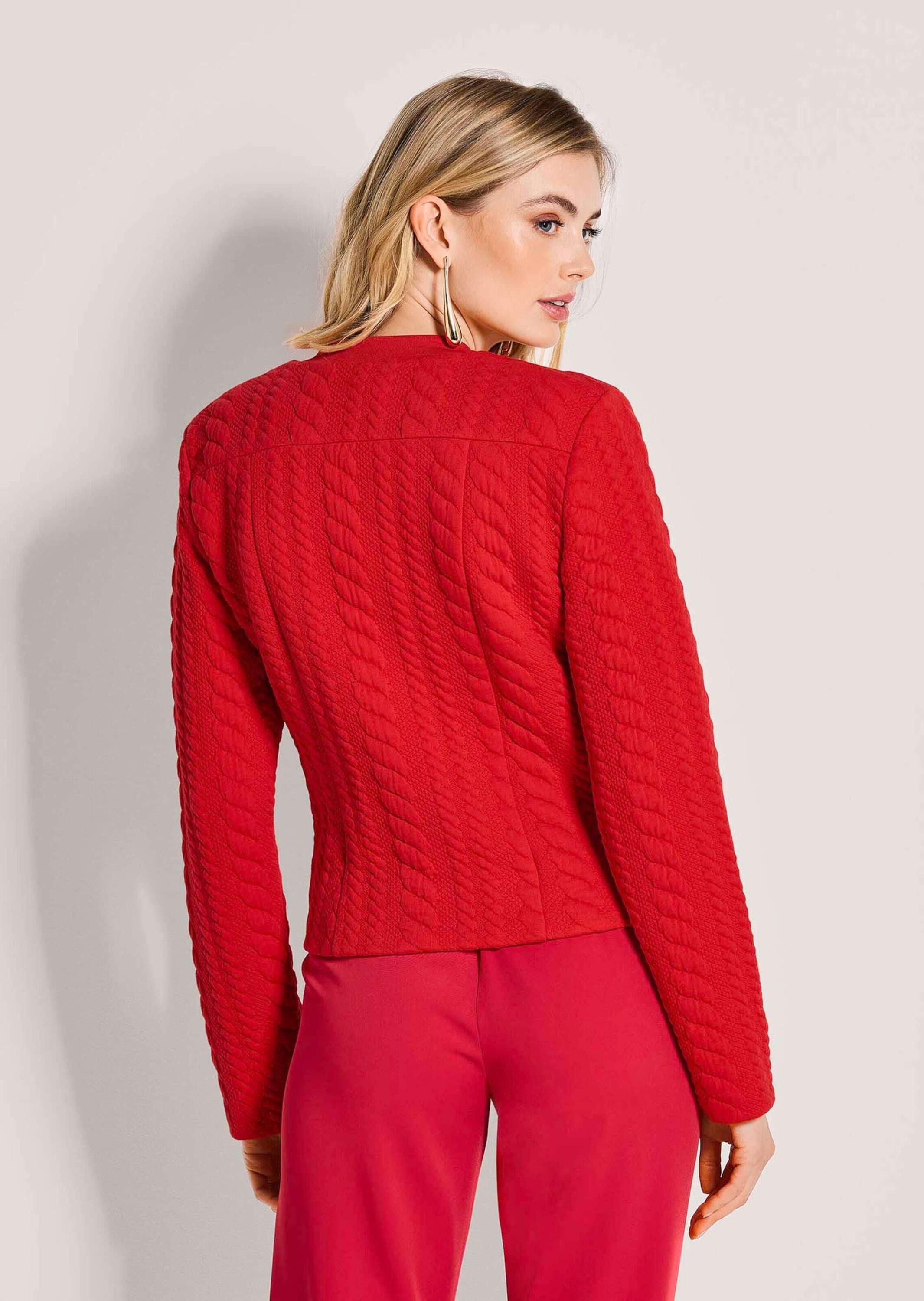 MADELEINE Kurzblazer Langarm Jerseyblazer mit Stehkragen Uni-Design, kleiner Stehkragen, verschlusslos gearbeitet