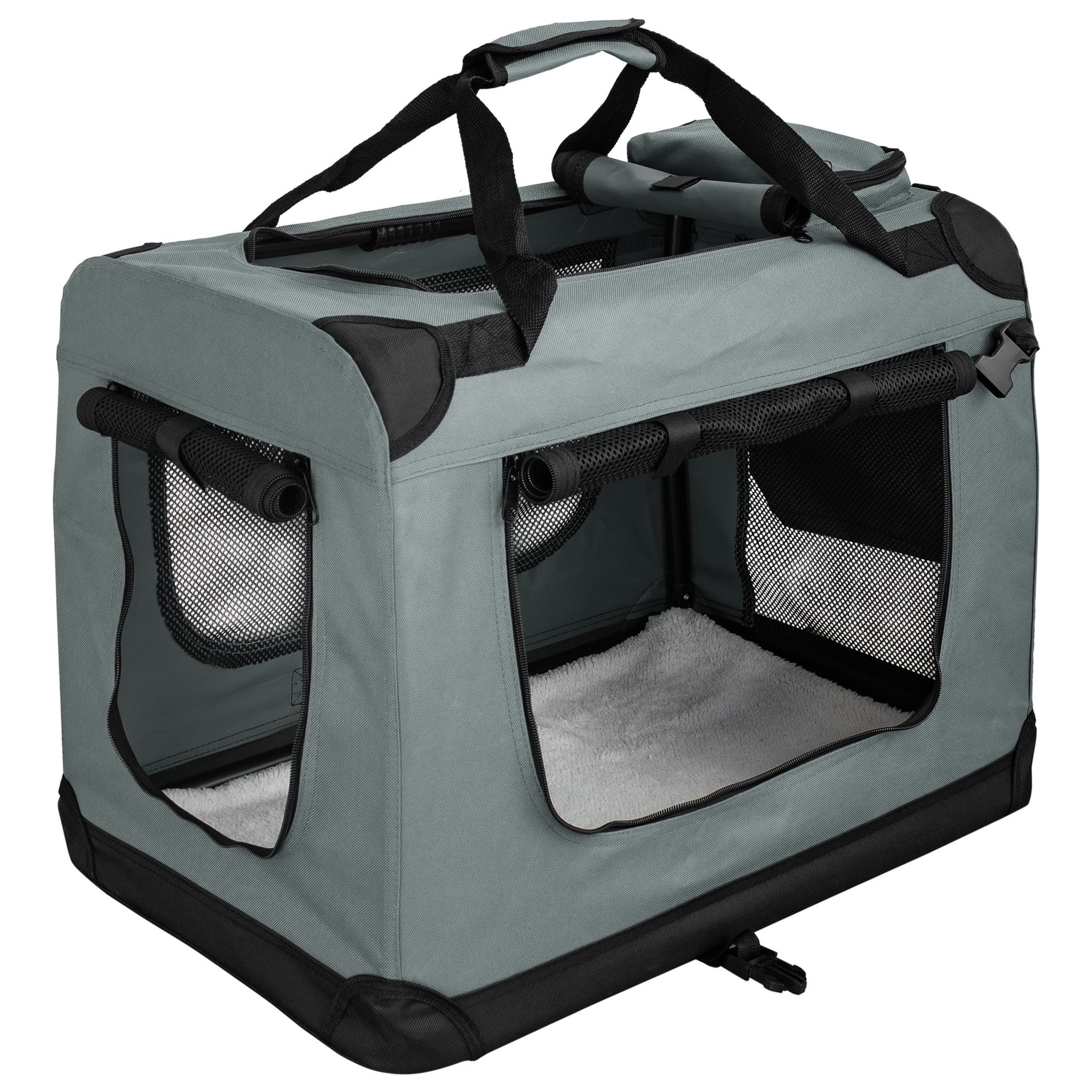Petigi Tiertransporttasche Transportbox Faltbar Box Hund Transporttasche Katze Dunkelgrau S-XXXXL