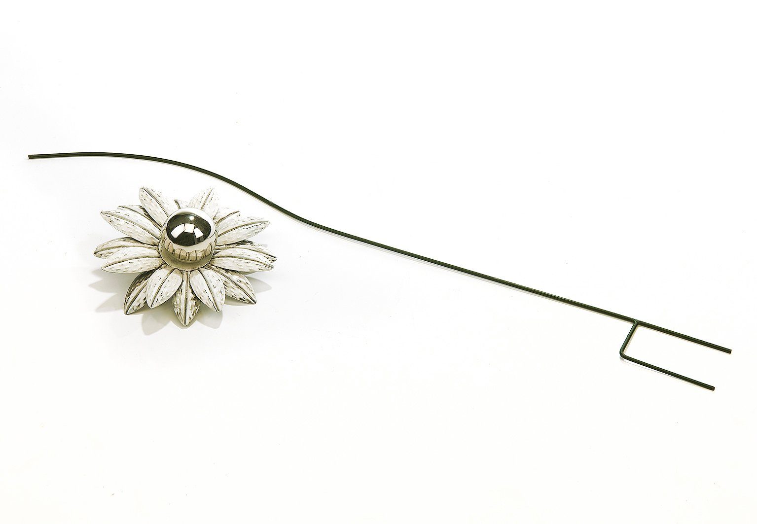 Kobolo Gartenstecker Dekostecker 2er Set Blume white flower H 89 cm (aus Metall) – Bild 5 von 5