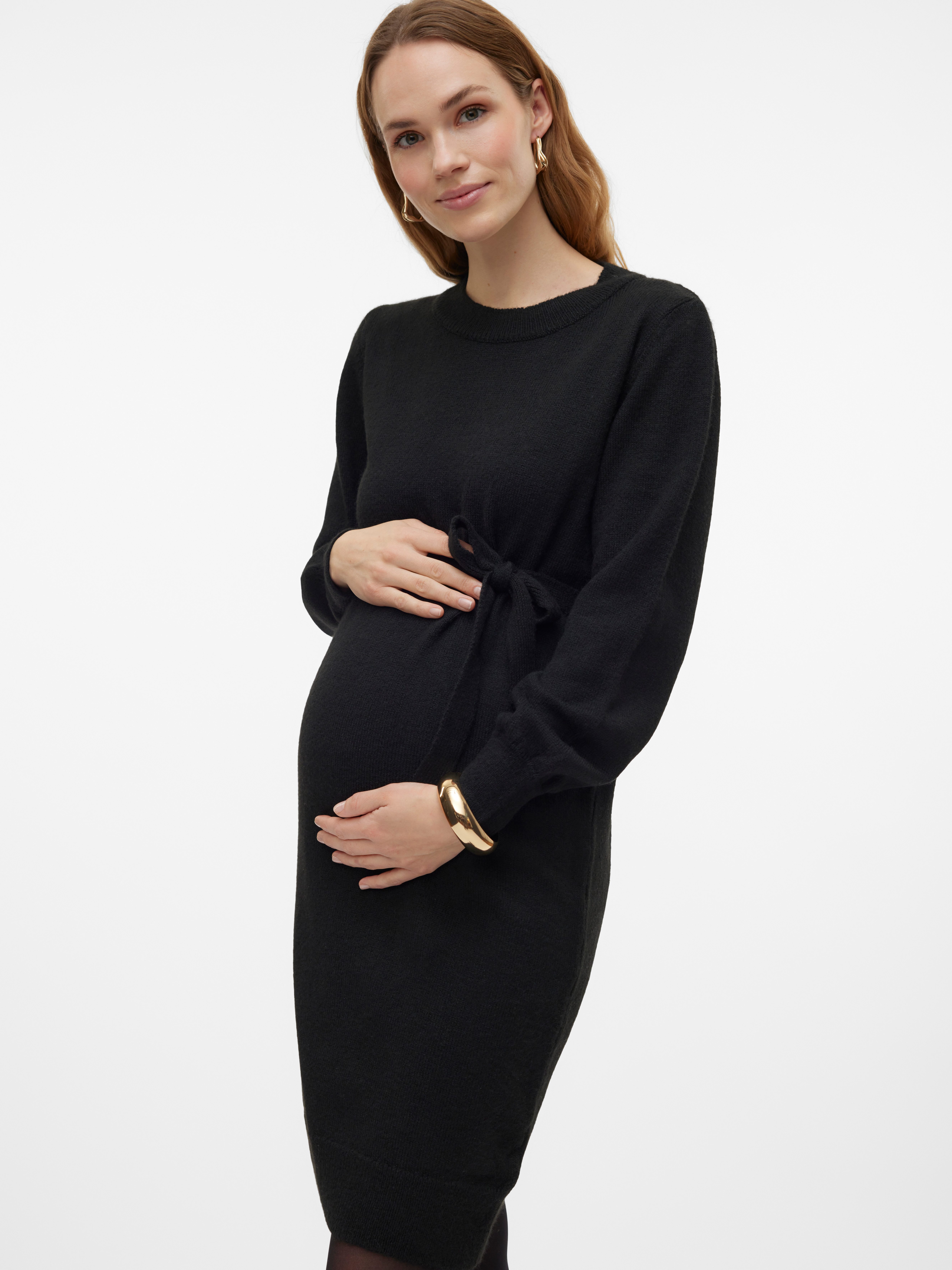 Mamalicious Umstandskleid MLNEWANNE L/S ABK KNIT DRESS A. NOOS Regular Fit, mit Rundhalsausschnitt, kurz, Langarm
