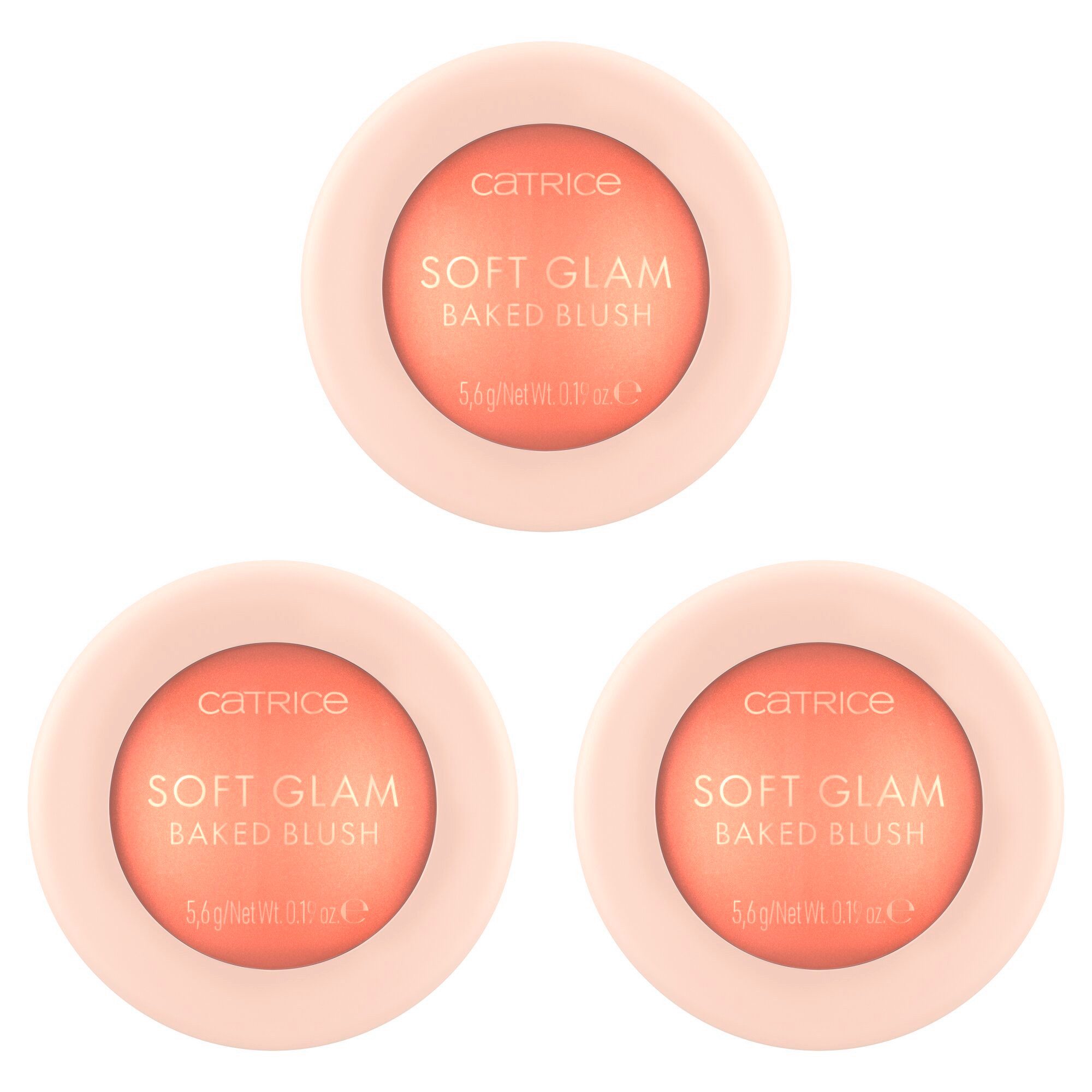Catrice Rouge Soft Glam Baked Blush, 3-tlg., Lichtreflektierende Perlen für eine natürliche Ausstrahlung