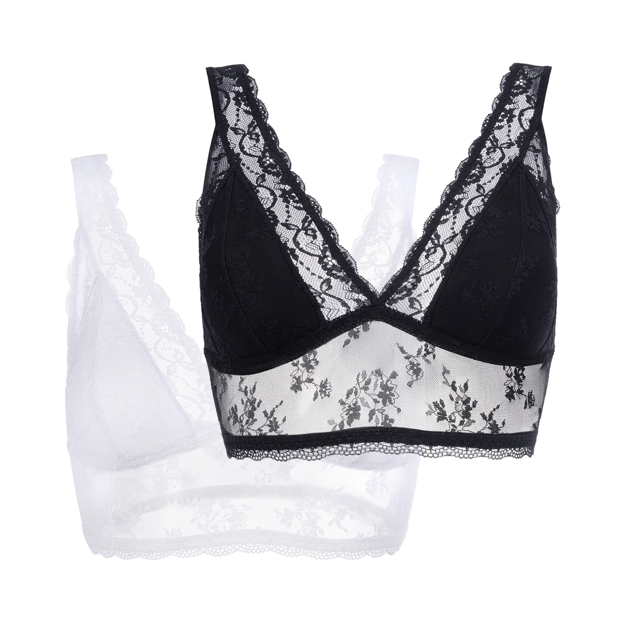 Dorina Bralette Lana Essential Lace (2er Pack) mit Spitze, bequem, weich, breite Träger, leicht transparent