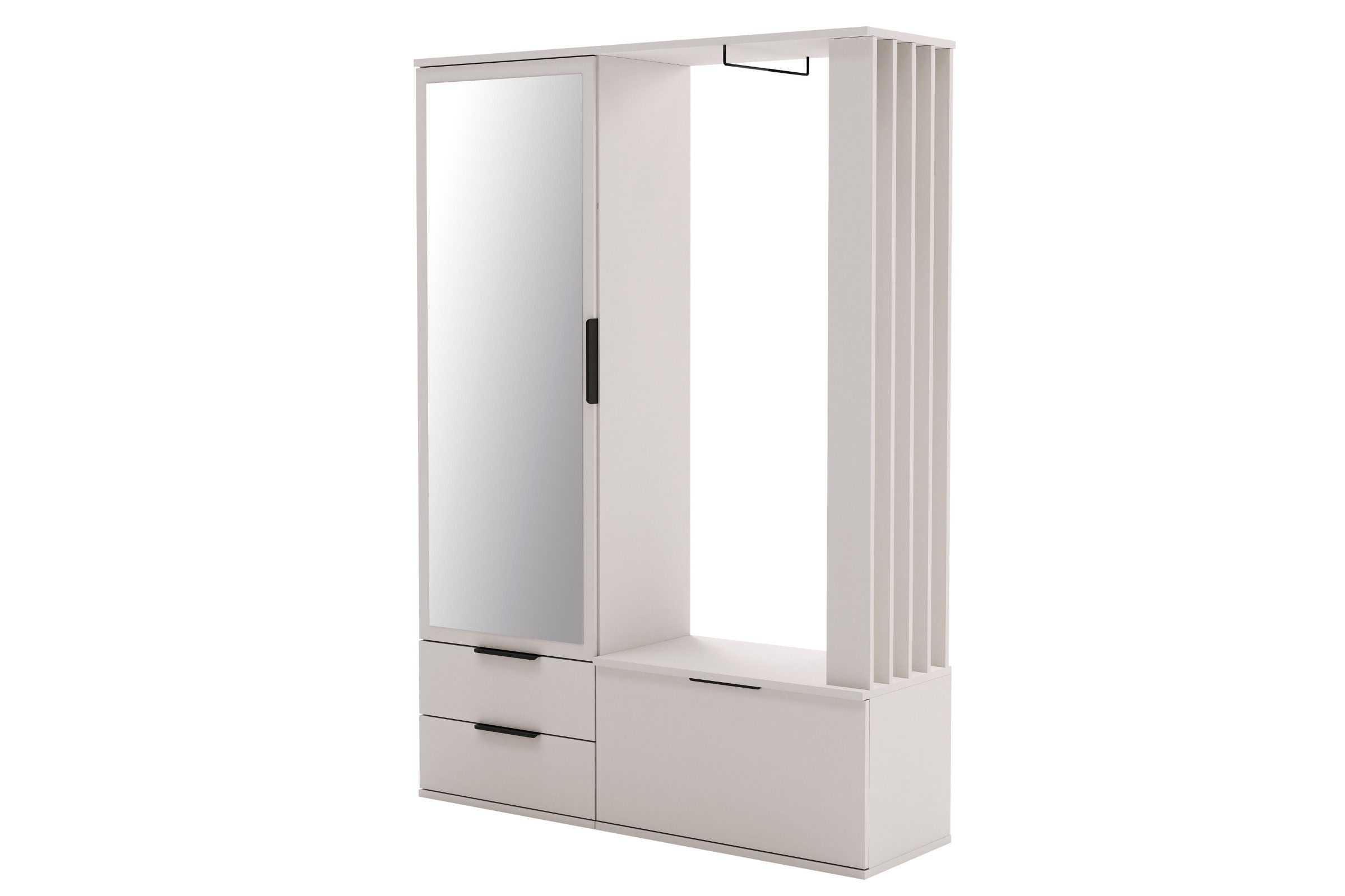 Deine Möbel 24 Garderobe FAMO mit Spiegel und Schubladen, Flurgarderobe in Sandbeige (Set, 1 St., Robuste Verarbeitung mit ABS-Kanten, langlebig & pflegeleicht), Garderoben-Set mit Stauraum, modern & pflegeleicht