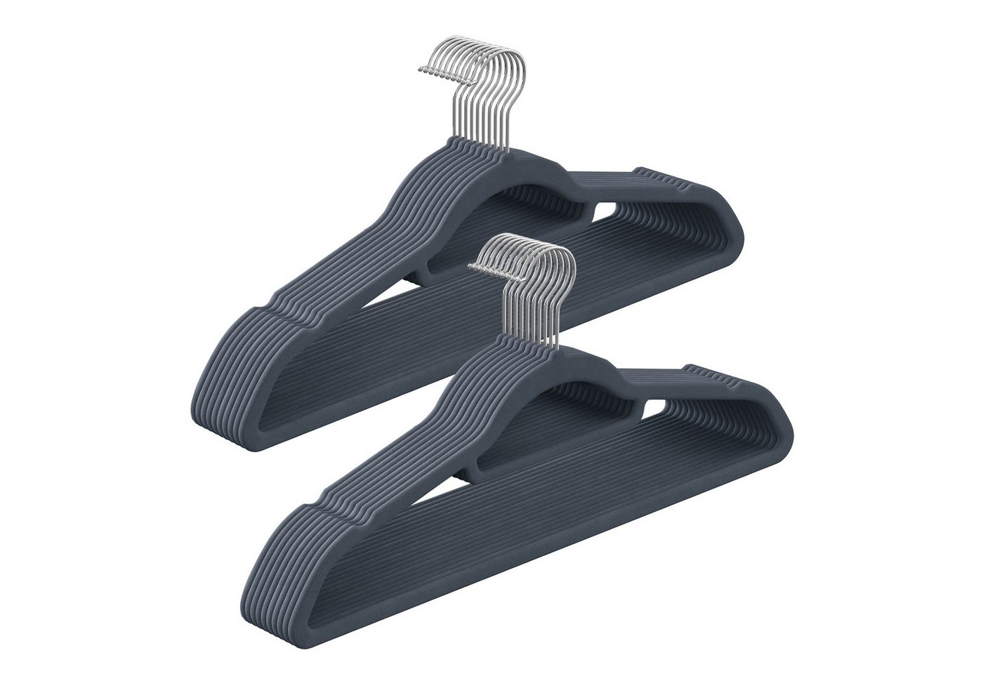 SONGMICS Kleiderbügel 20/50er Set rutschfest, (20-tlg), 0,6 cm dick, 360° drehbarer Haken, kleine Stange für Krawatten, Bügel