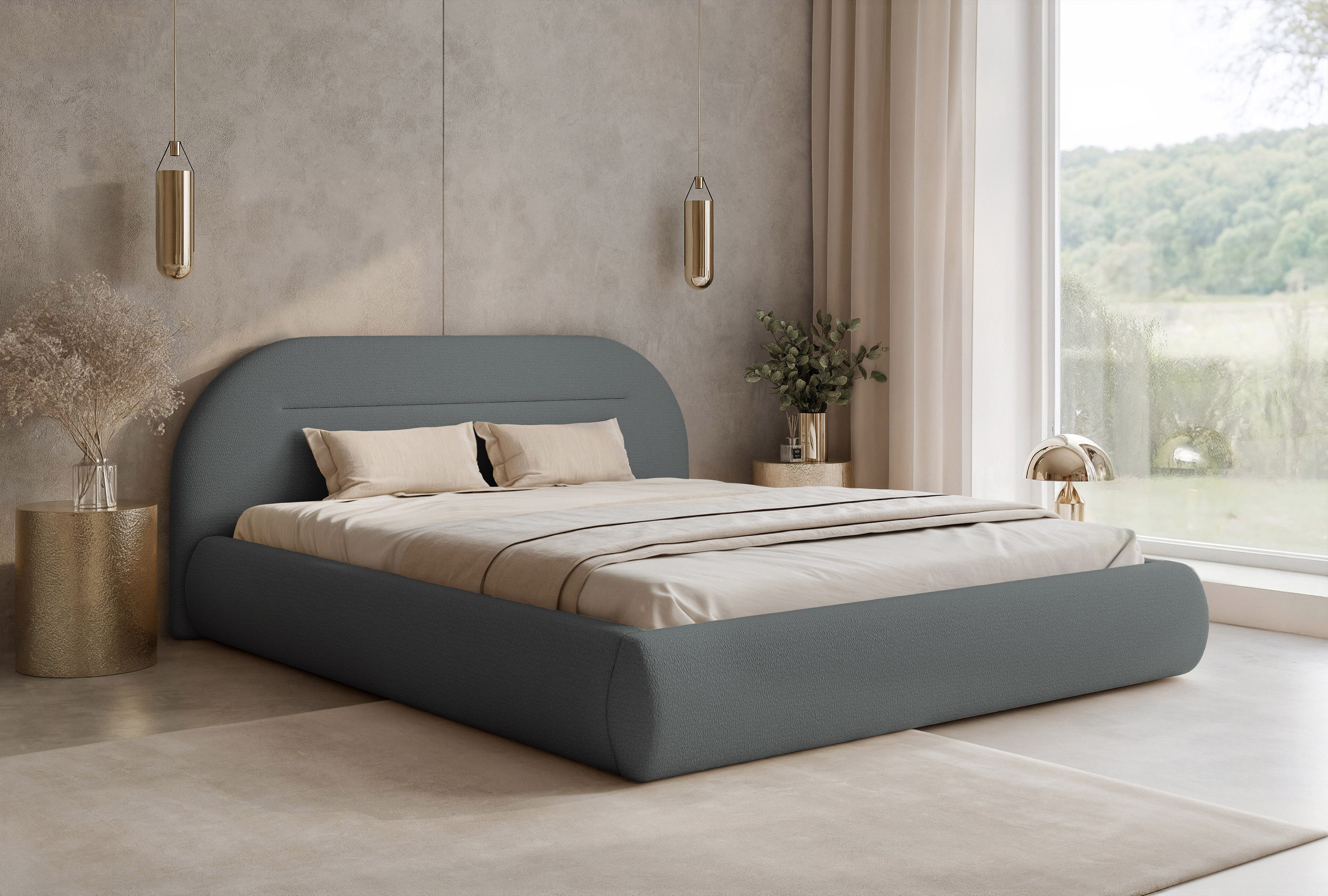 yourhouse24 Polsterbett GAJA, Inkl. Lattenrost & Bettkasten, Modernes Designer-Bett, Doppelbett, Polsterbett mit Kopfteil