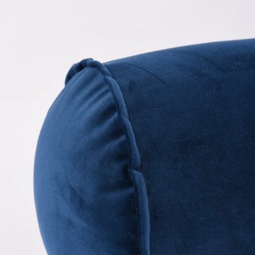SCHÖNER LEBEN. Dekokissen Nackenrolle aus Samt mit Keder und Reißverschluss dunkelblau 20x55cm