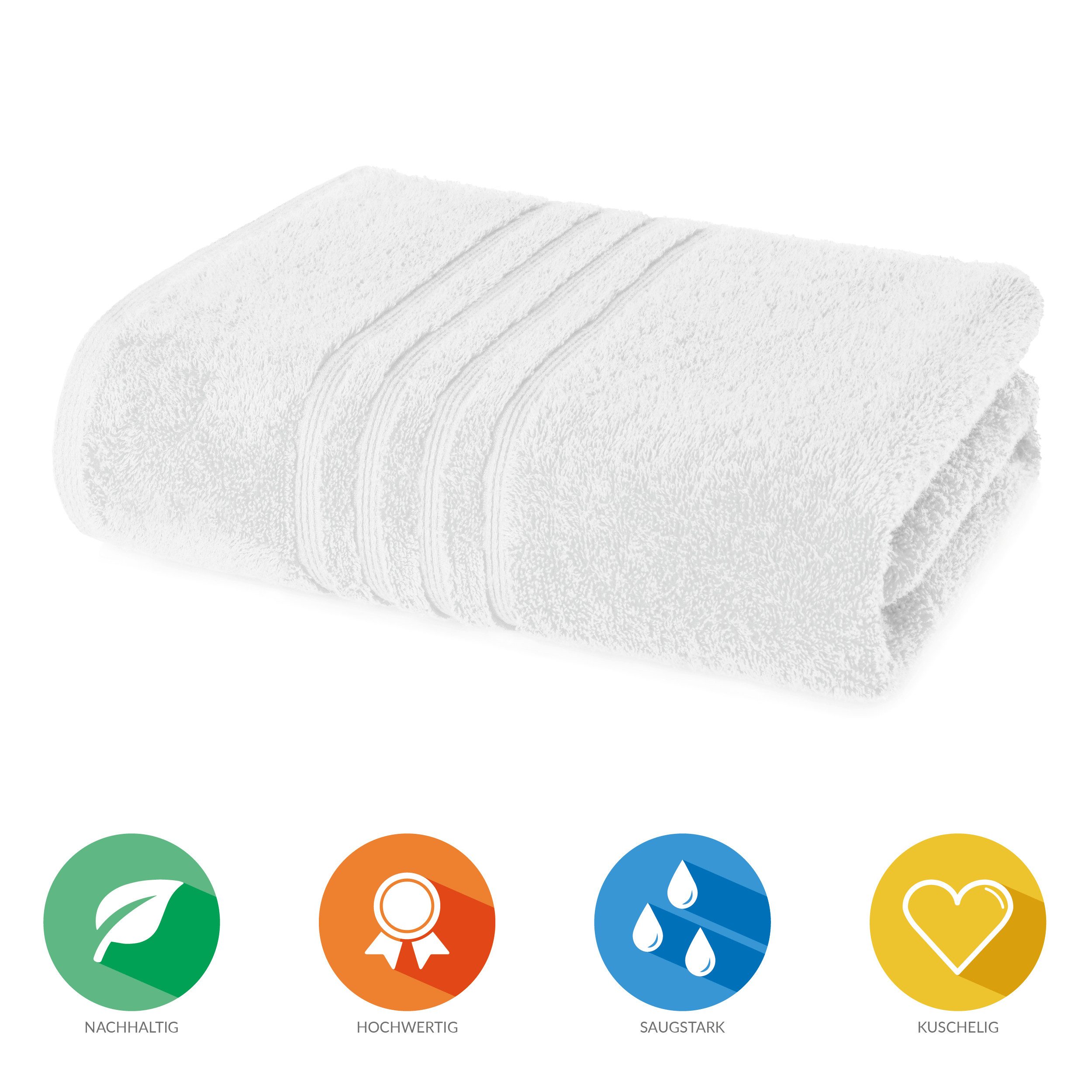 Lavea Badetuch Bali Duschtuch 100x150 cm Duschtuch 70x140 cm, Weiches Bio-Baumwollfrottee (1-St), Handtuch, GOTS-zertifiziert, extra saugstark mit 500g/m²