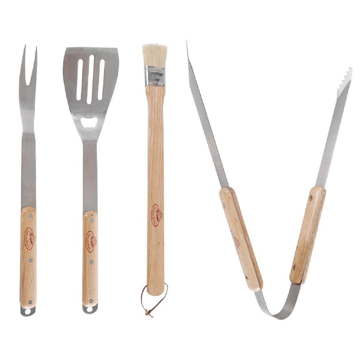 esschert design Feuerschale 4er Set Grillbesteck Grillzange Grillpinsel Grillgabel Grillwender, (1 x Grillbesteck 4teilig)