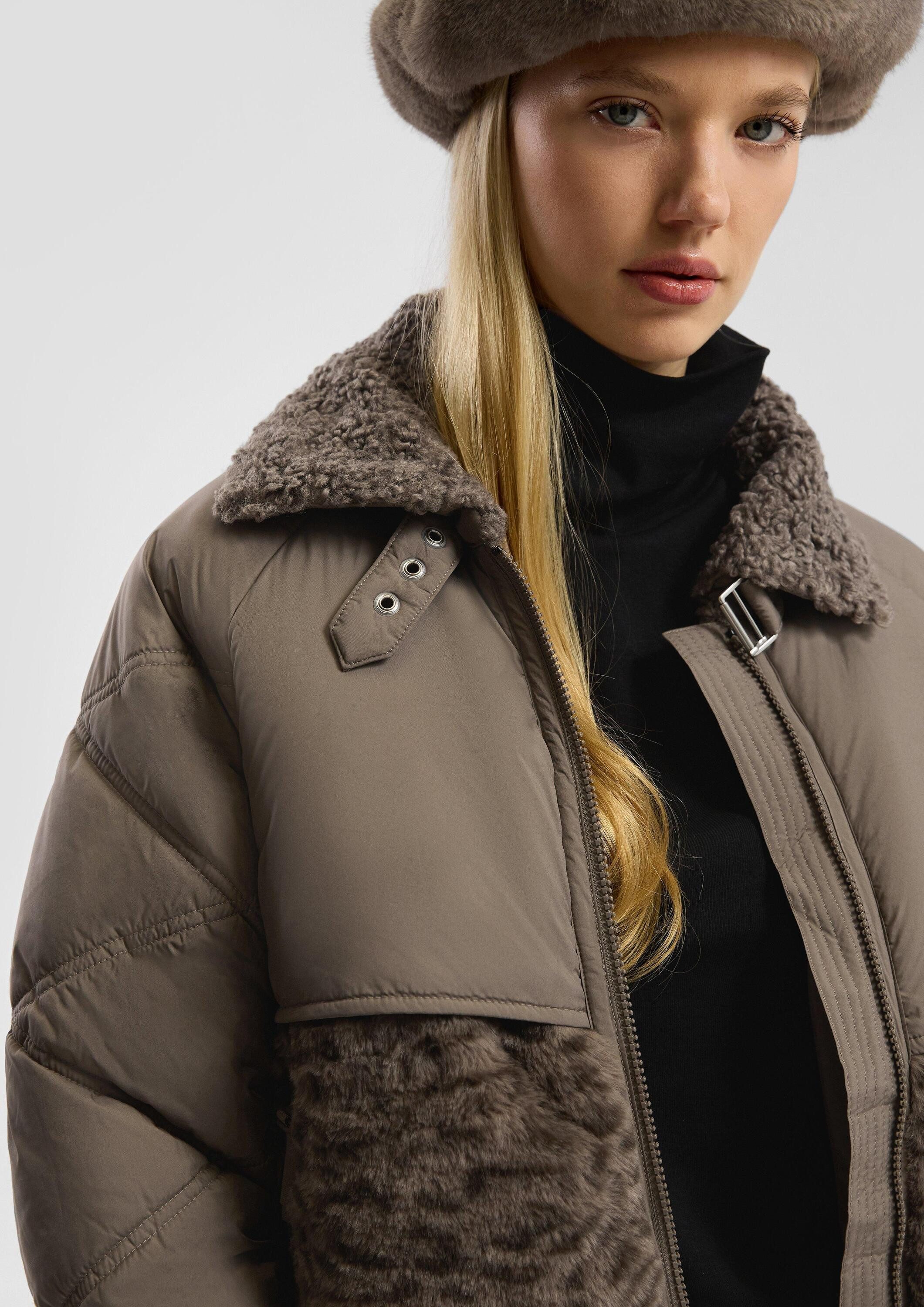 QS Winterjacke Outdoor-Jacke Wattierte Jacke im Materialmix