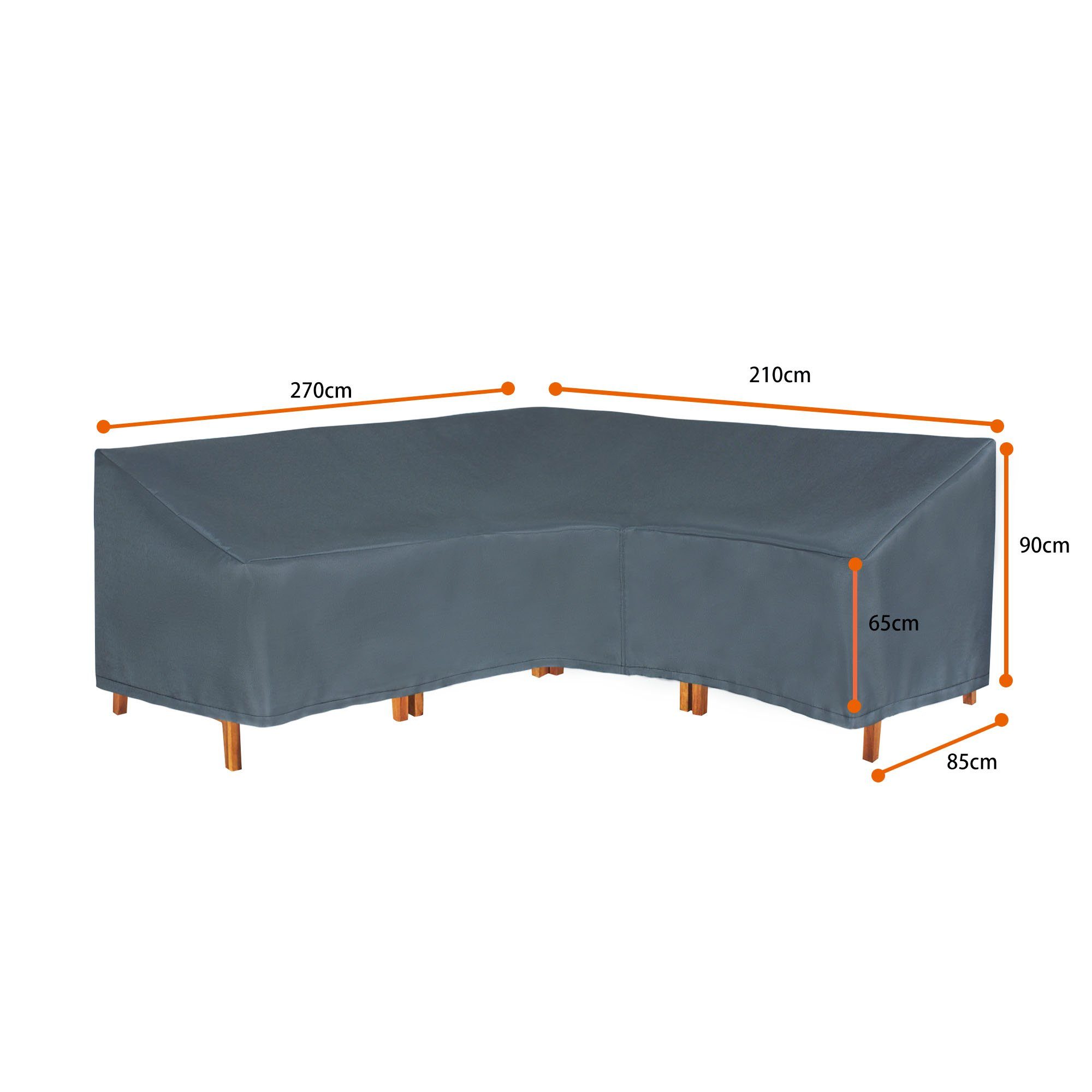 Hentex Abdeckhaube HENTEX Gartenmöbel Abdeckung für L-Form Sofas, Grau