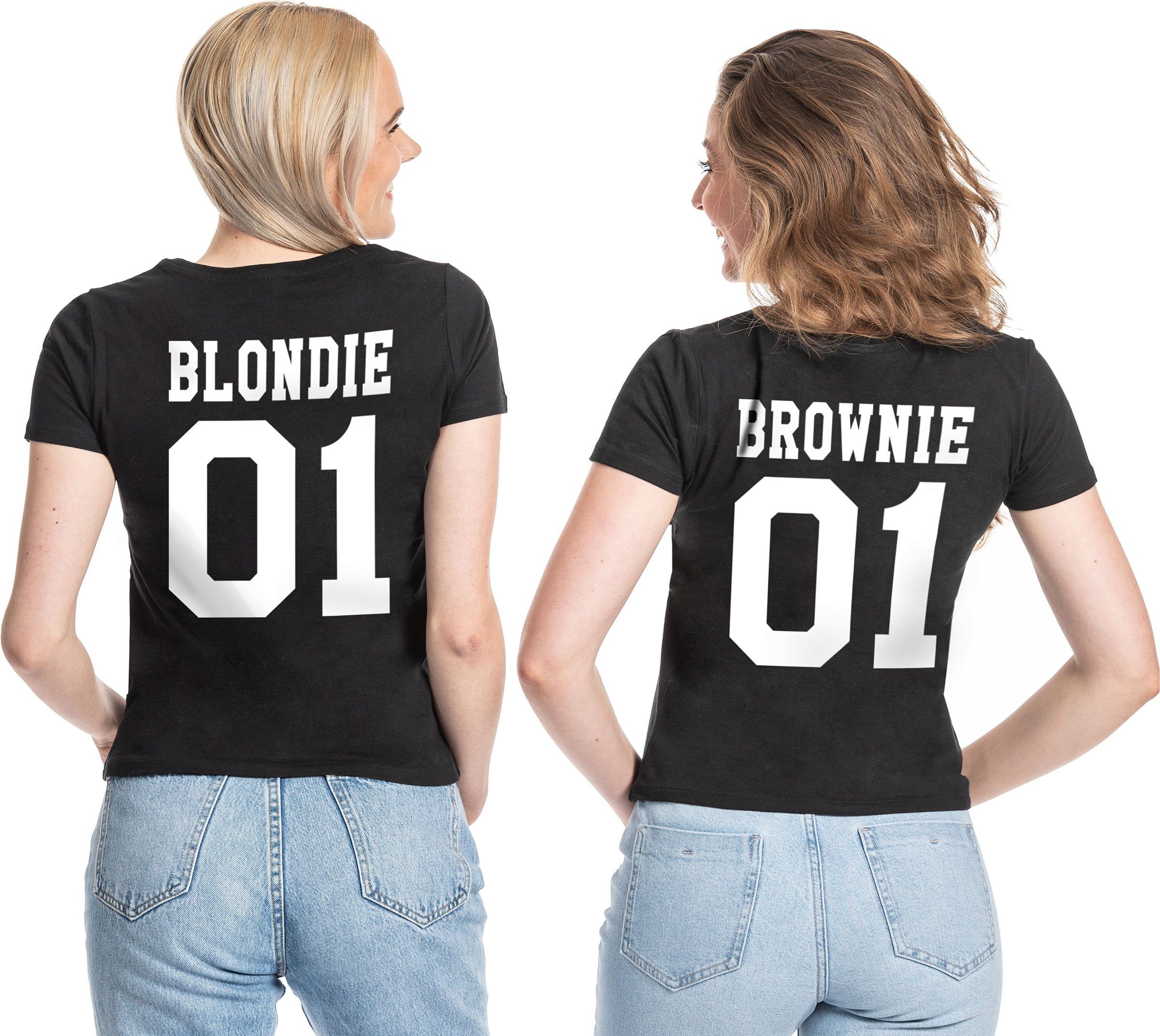 Print-Shirt Blondie & Brownie Damen T-Shirt Freunde Set