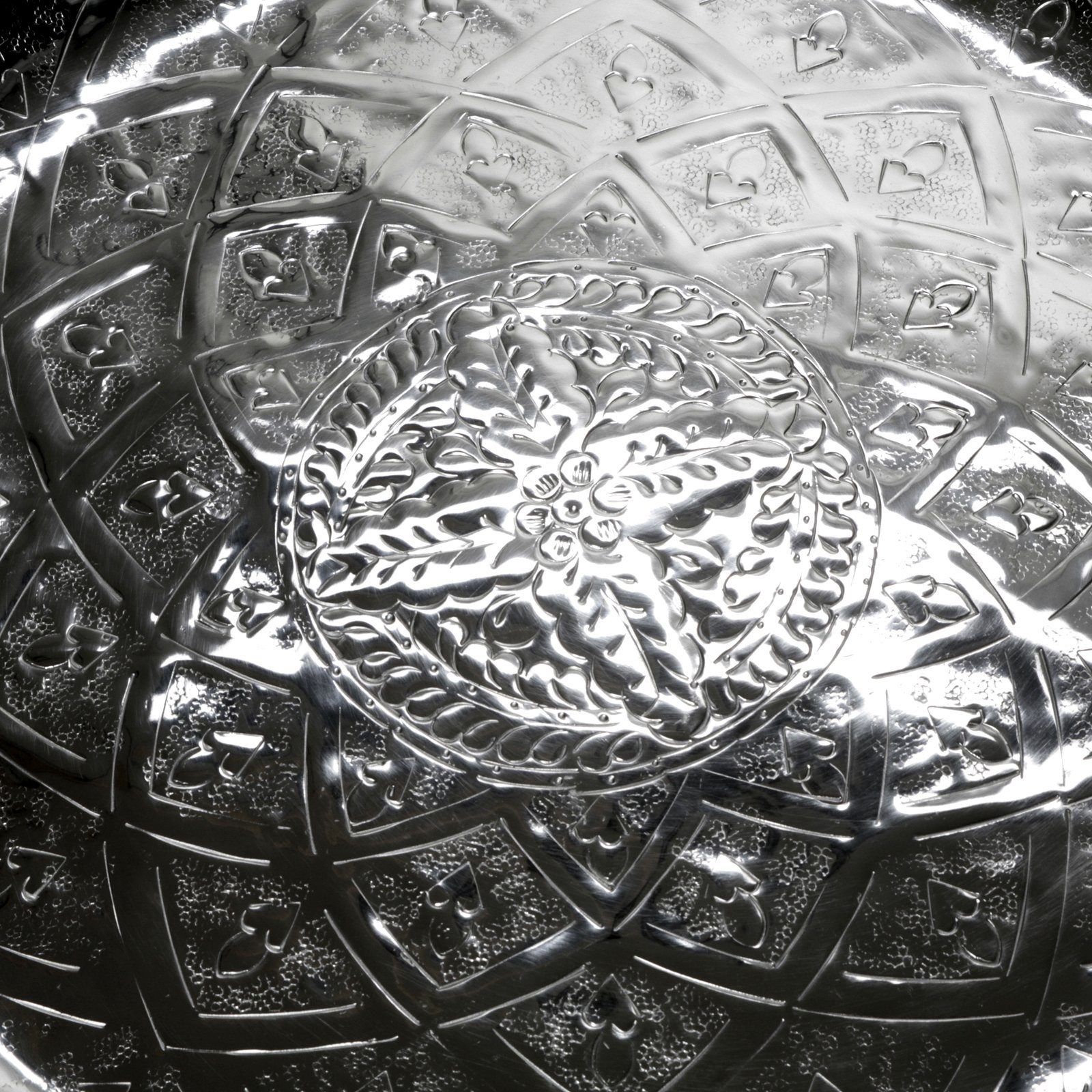 Silber Alumium Brillibrum Muster Orientalisches Serviertablett Dekotablett Deko-Tablett Kleines Rund