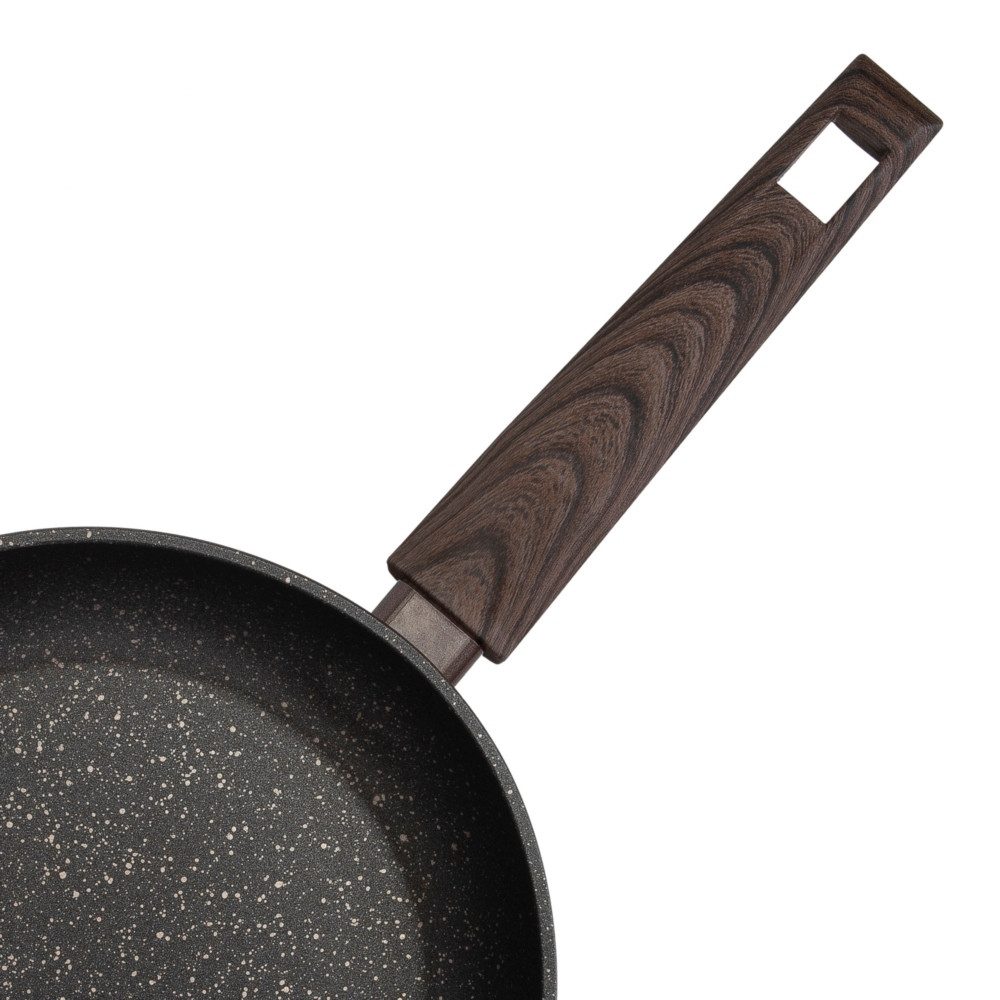 RESTO Kitchenware Bratpfanne Carina, Universalpfanne mit holzähnlichem Soft-Touch-Griff, Aluminium (1-tlg), mit Marmor-Antihaftbeschichtung, 4-lagig, für alle Herdarten geeignet