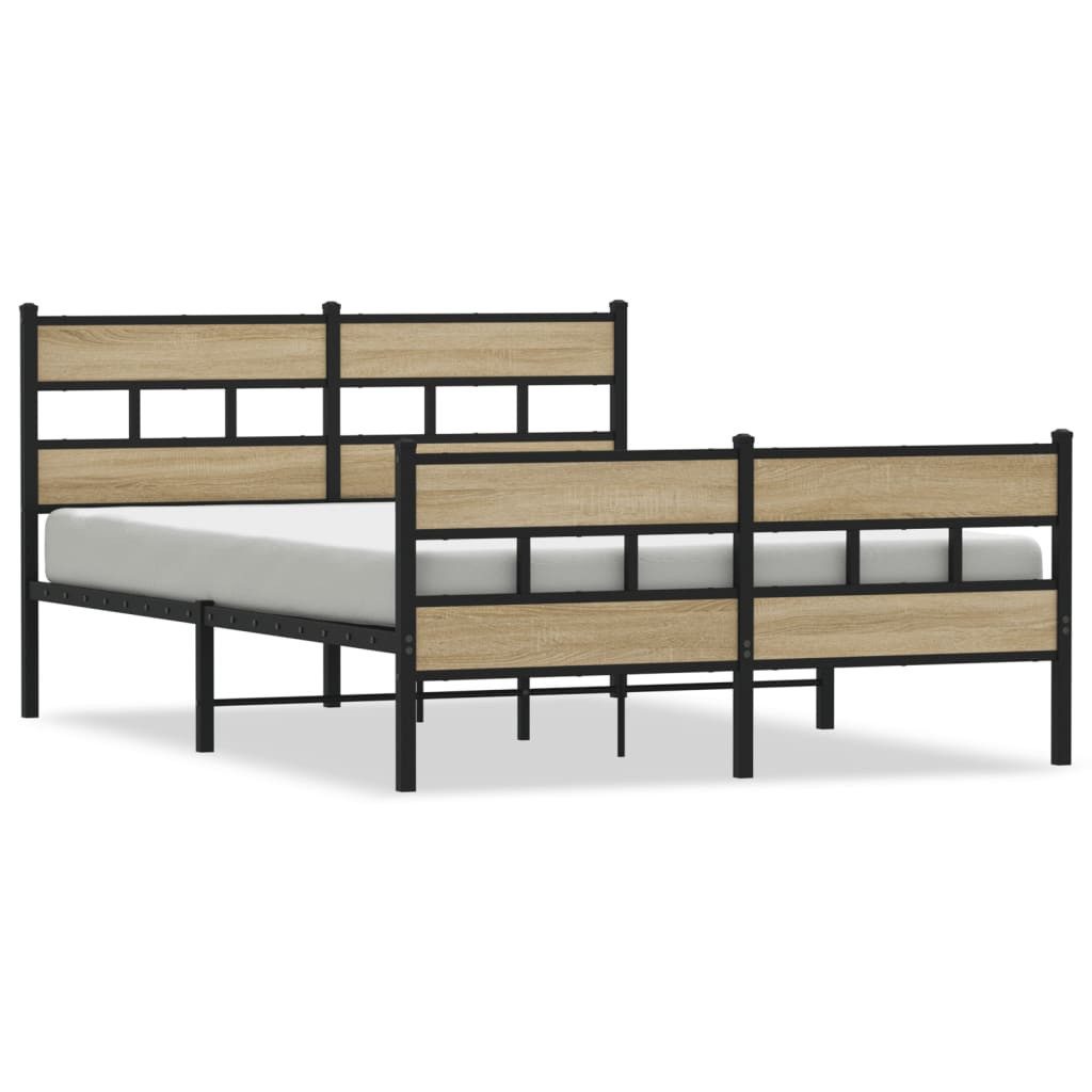 vidaXL Bett Metallbett ohne Matratze Sonoma-Eiche günstig online kaufen