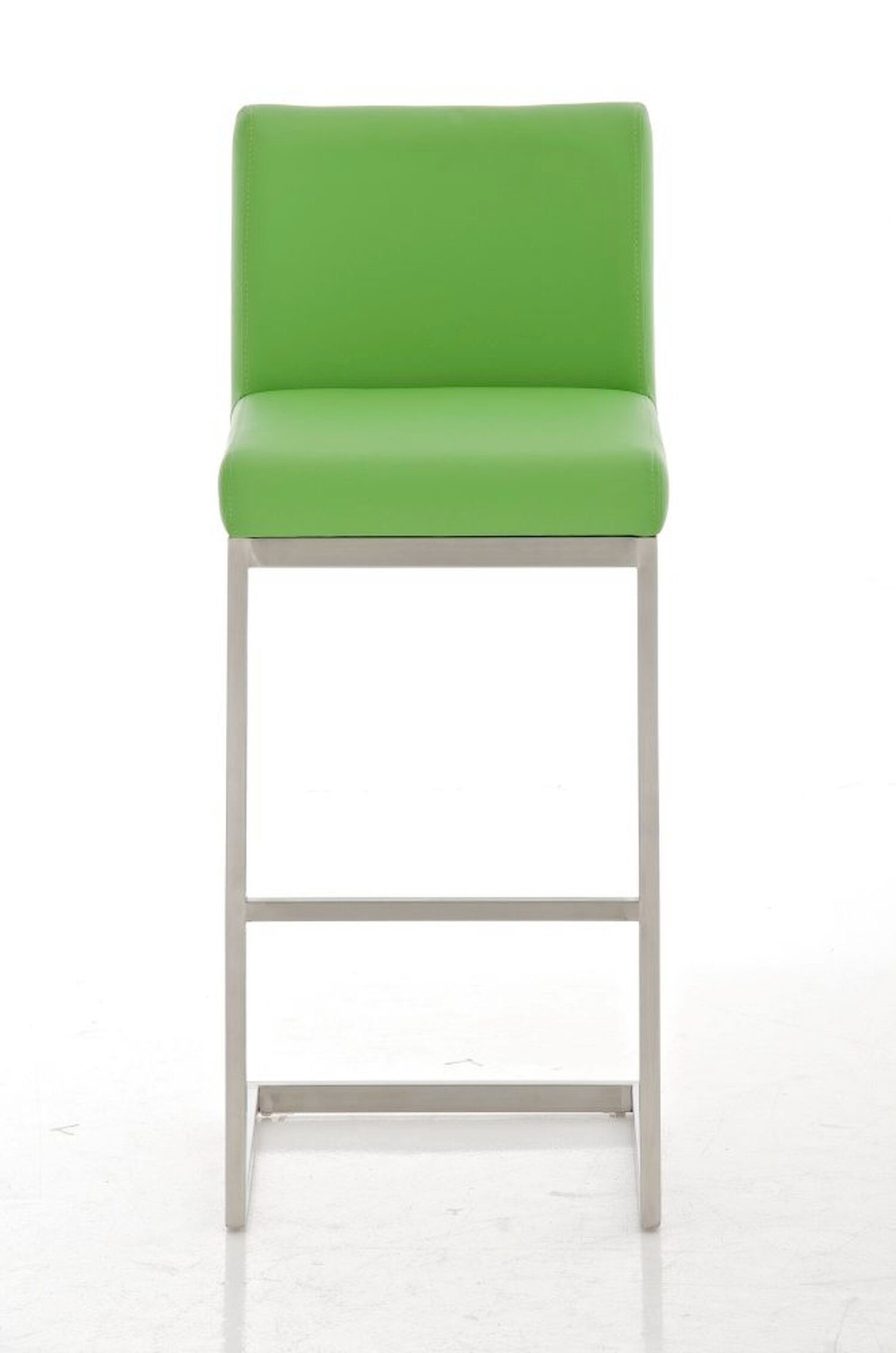 Paros TPFLiving & Theke Metall Sitzfläche: - - Rückenlehne Edelstahl für (mit und Gestell: Küche), Hocker Kunstleder hoher Barhocker Fußstütze Grün
