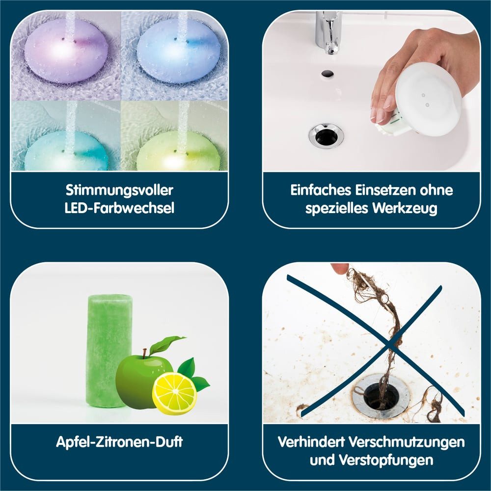 Abfluss-Fee Waschbeckenstöpsel LED Abflussstopfen Stöpsel, vermindert schlechte Gerüche – Bild 3 von 5